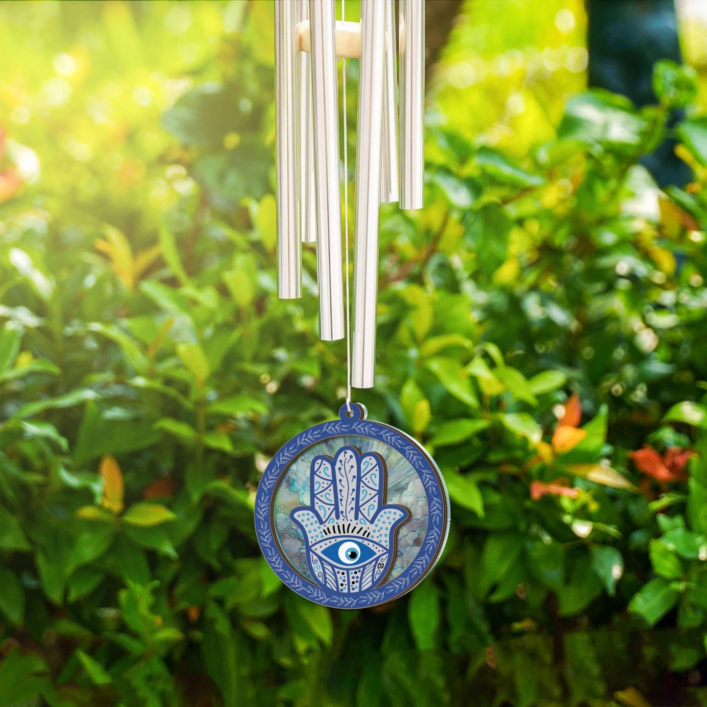 Hamsa Hand Wind Chime Suncatcher - Hand of Fatima Home Decor Gift