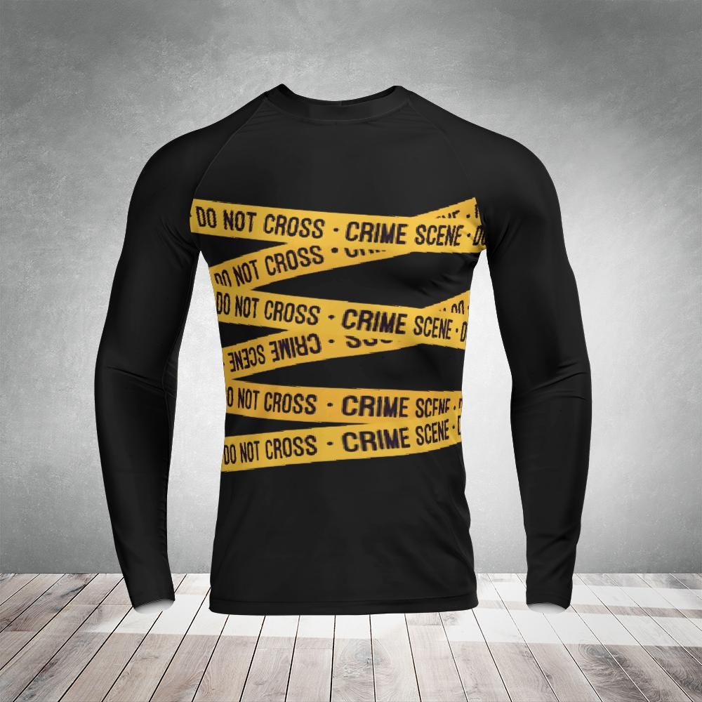 Crime Scene Long Sleeve Rash Guard - MMA Jiu Jitsu Wrestling Yoga Activewear