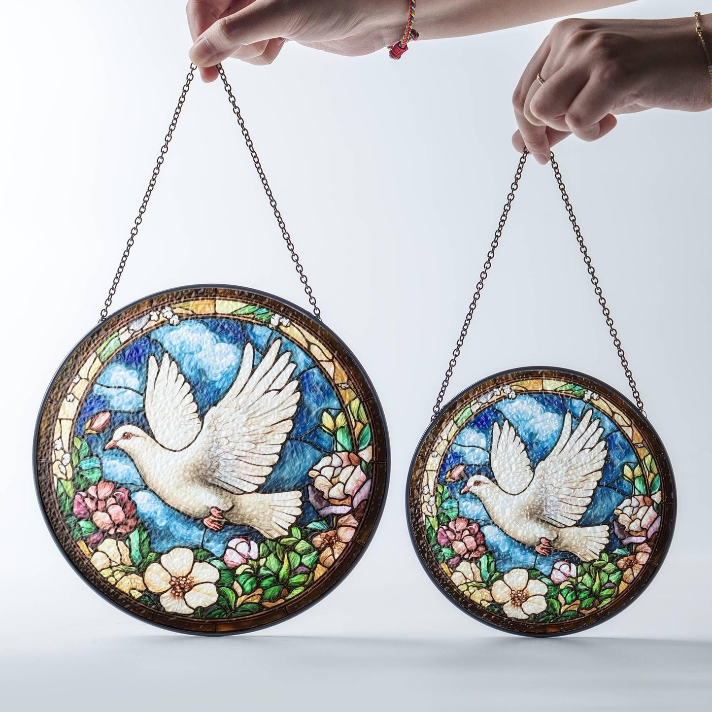 Dove Stained Glass SunCatcher Dove Bird Window Hanging Home Peace Doves Decor