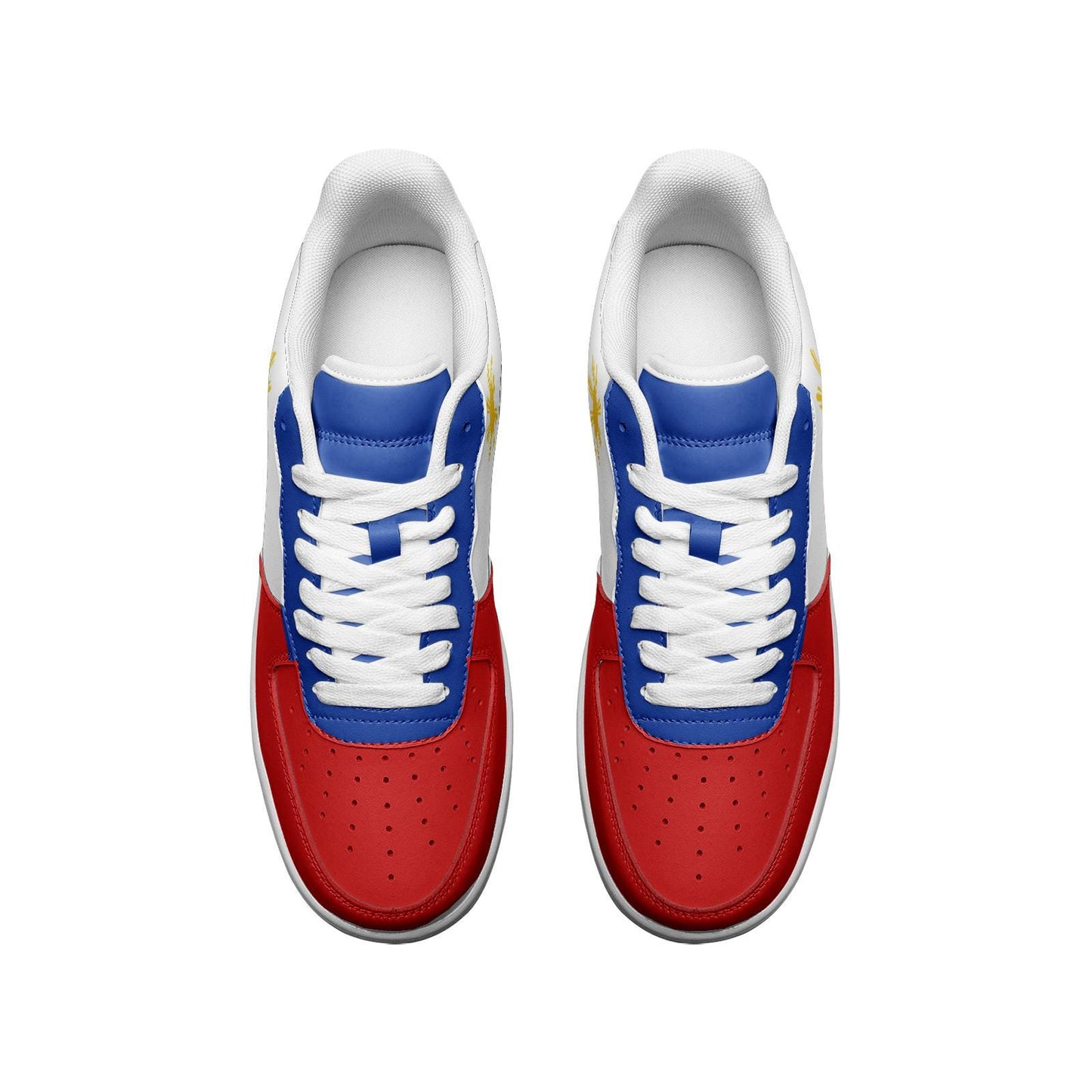 Philippines Flag Sneakers, Philippines Colors Unisex Vegan Leather Sneakers