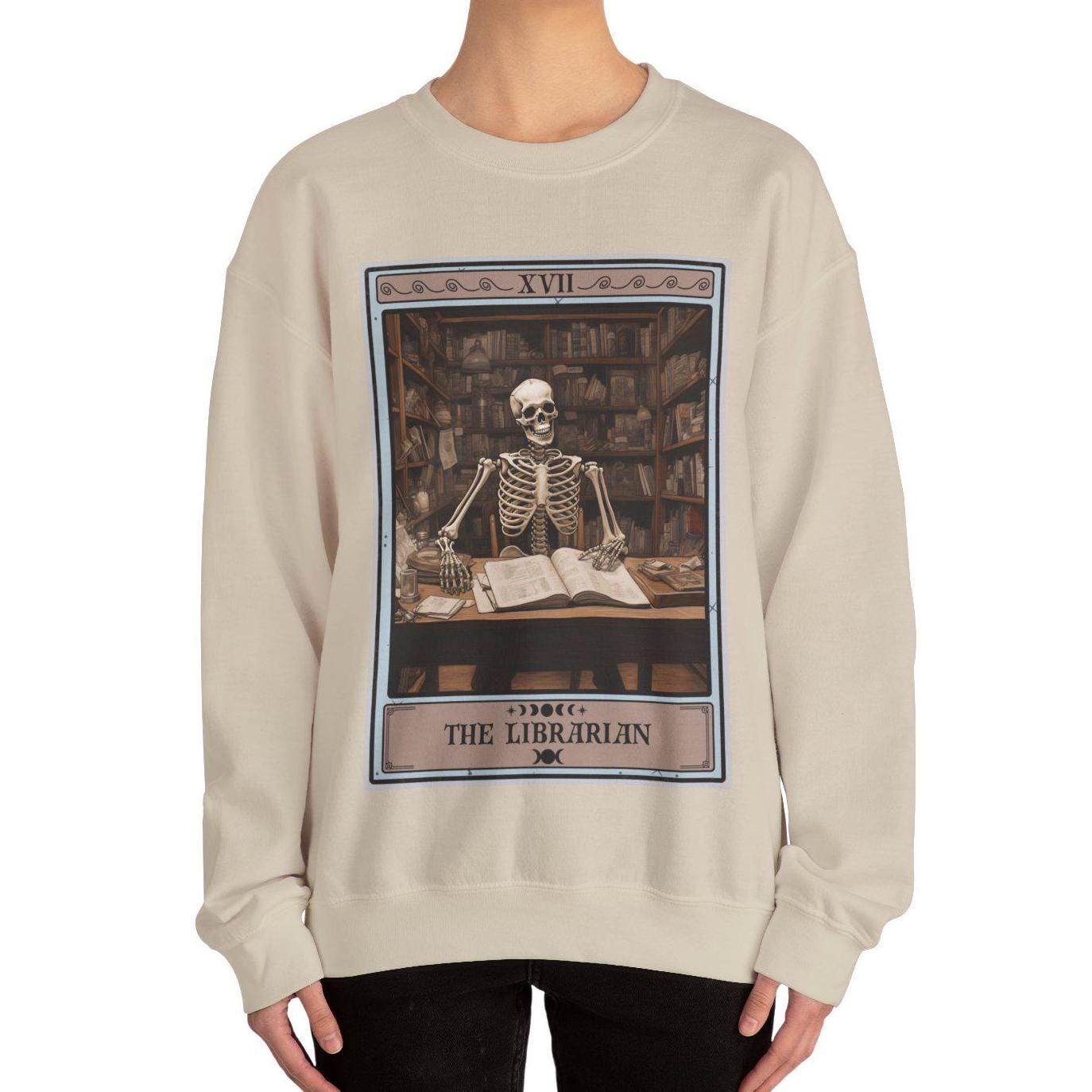 The Librarian Tarot Card Sweatshirt, Book Lover Reading Sweater