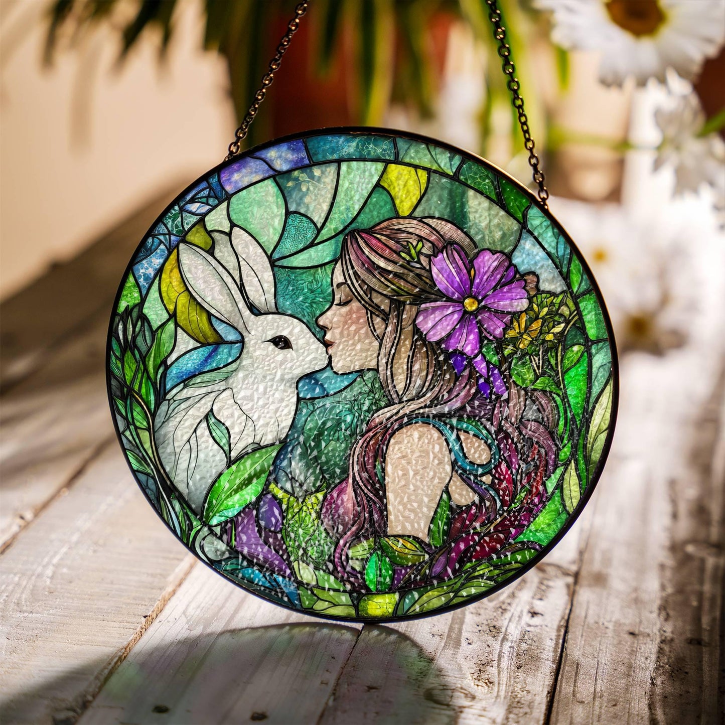 Spring Stained Glass Spring Equinox SunCatcher Ostara Light Catcher Window Hanging
