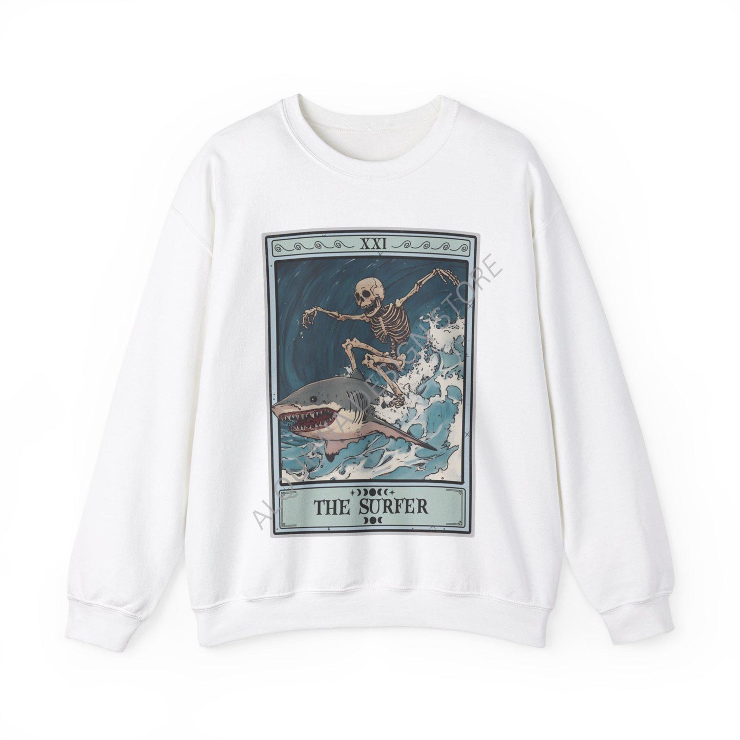 The Surfer Tarot Card Sweatshirt - Gift for Beach Lovers Ocean Enthusiasts