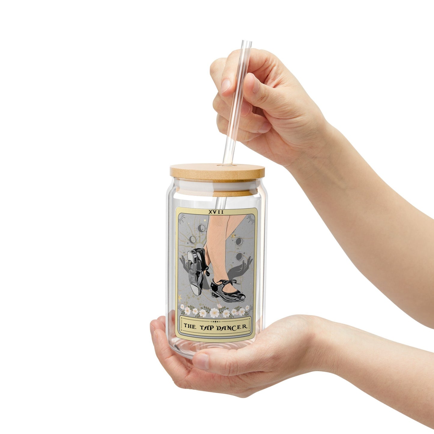 TapDancer Tarot Tumbler - 16oz Tap Dancing Sipper Glass with Bamboo Lid