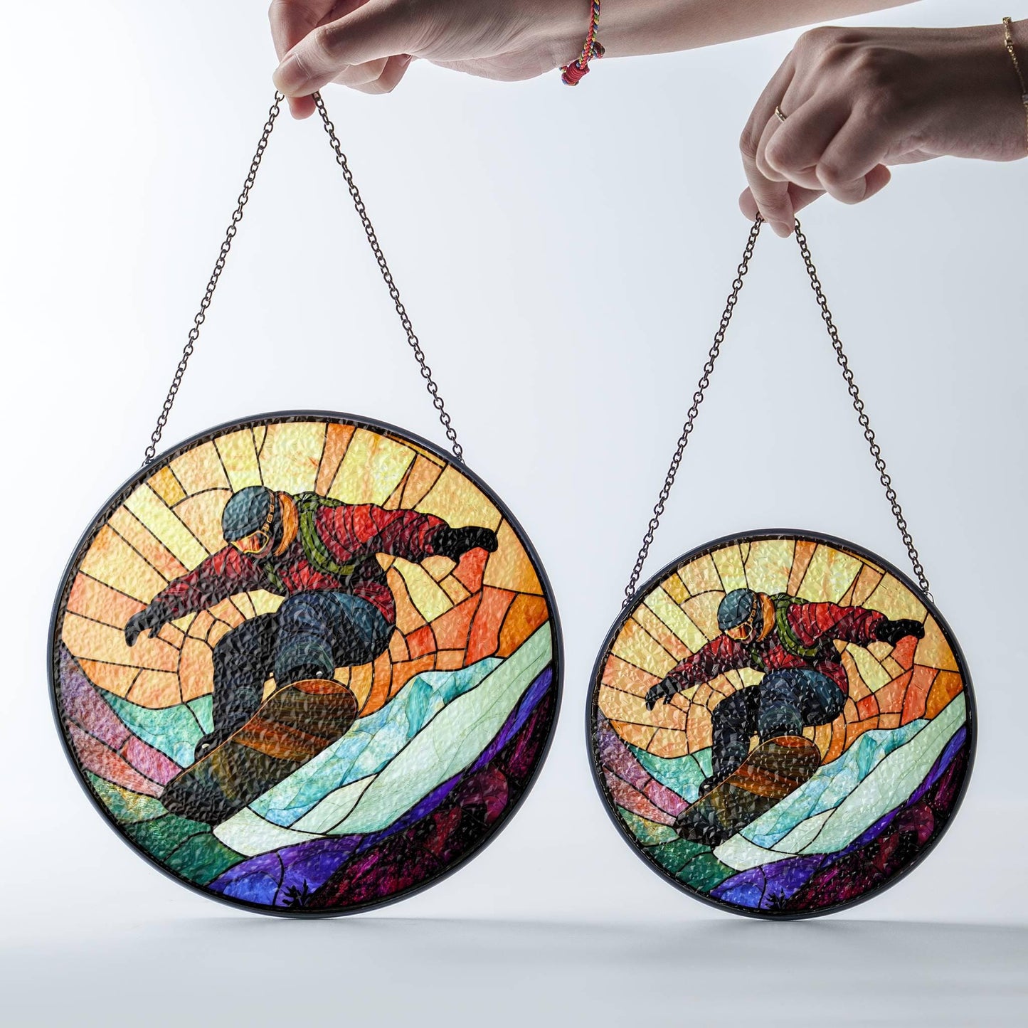 Snowboard Stained Glass SunCatcher Snowboarder Window Hanging Decor Art