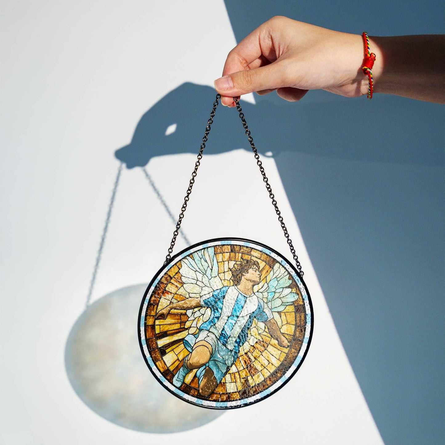 Argentina Stained Glass Guardian Angel SunCatcher Argentina Flag Colors Decor