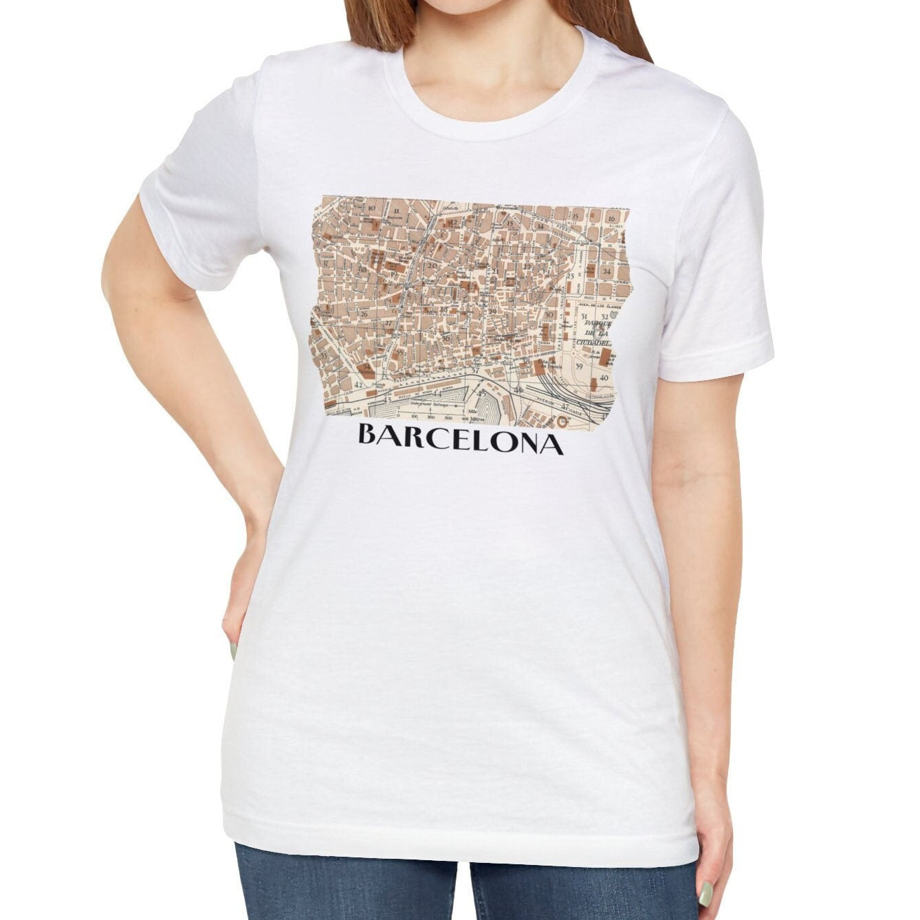Barcelona Vintage Map T-shirt - Travel Tee Gift for Barcelona Visitors