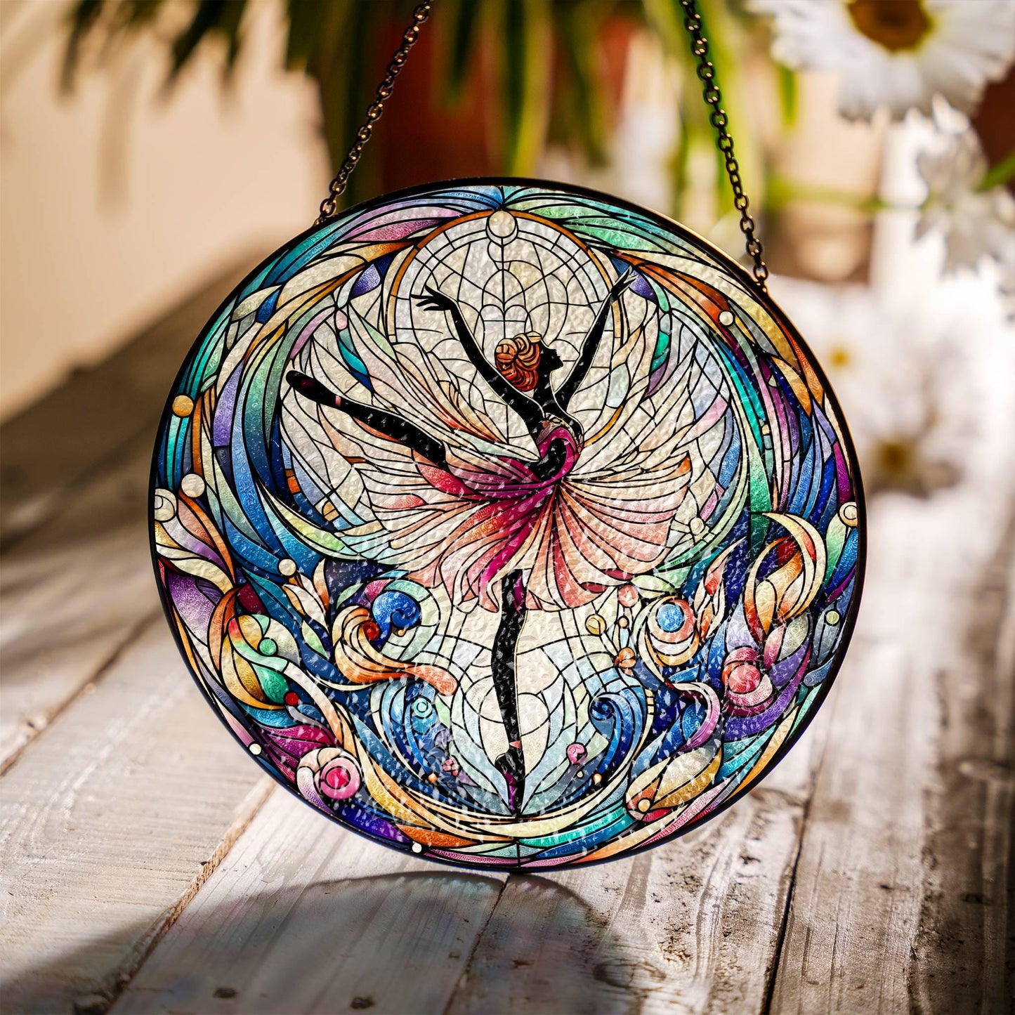 Ballet Dance Stained Glass Sun Catcher - Ballerina Window Decoration Gift