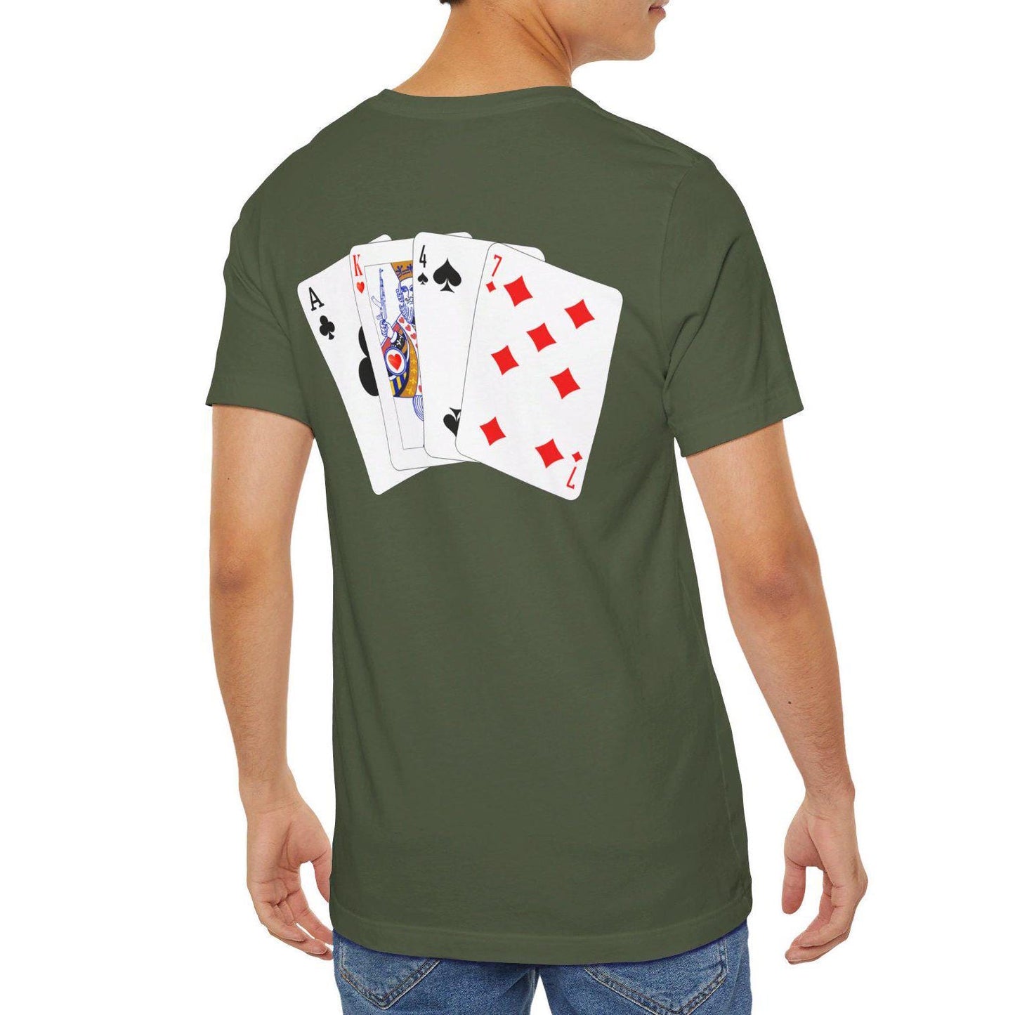 AK47 Poker Playing Cards Shirt, BACK PRINT AK-47 Shirt Kalashnikov Tee