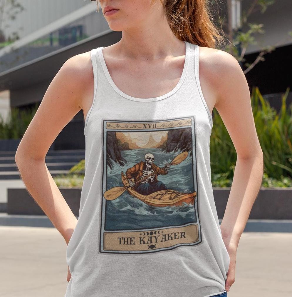The Kayaker Tarot Card Tank Top, Kayak Shirt Kayaking Lover Gifts