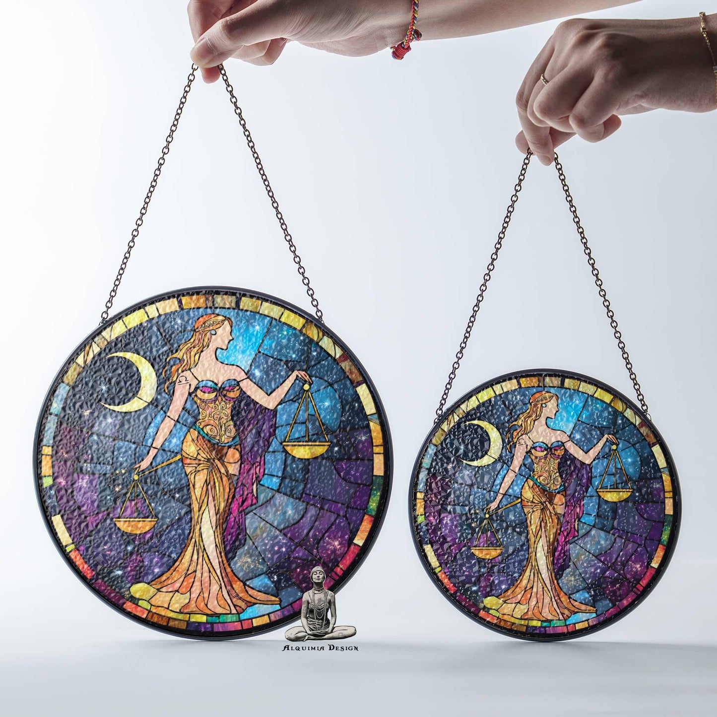 Libra Stained Glass Zodiac SunCatcher Libra Gift Window Hanging Ornament