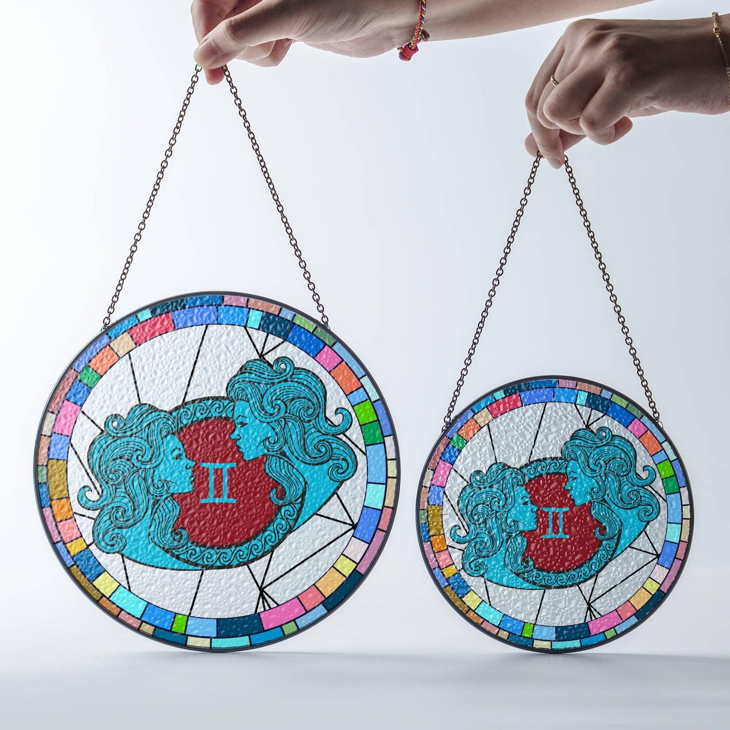 Gemini Stained Glass Zodiac SunCatcher LightCatcher Gemini Window Hanging