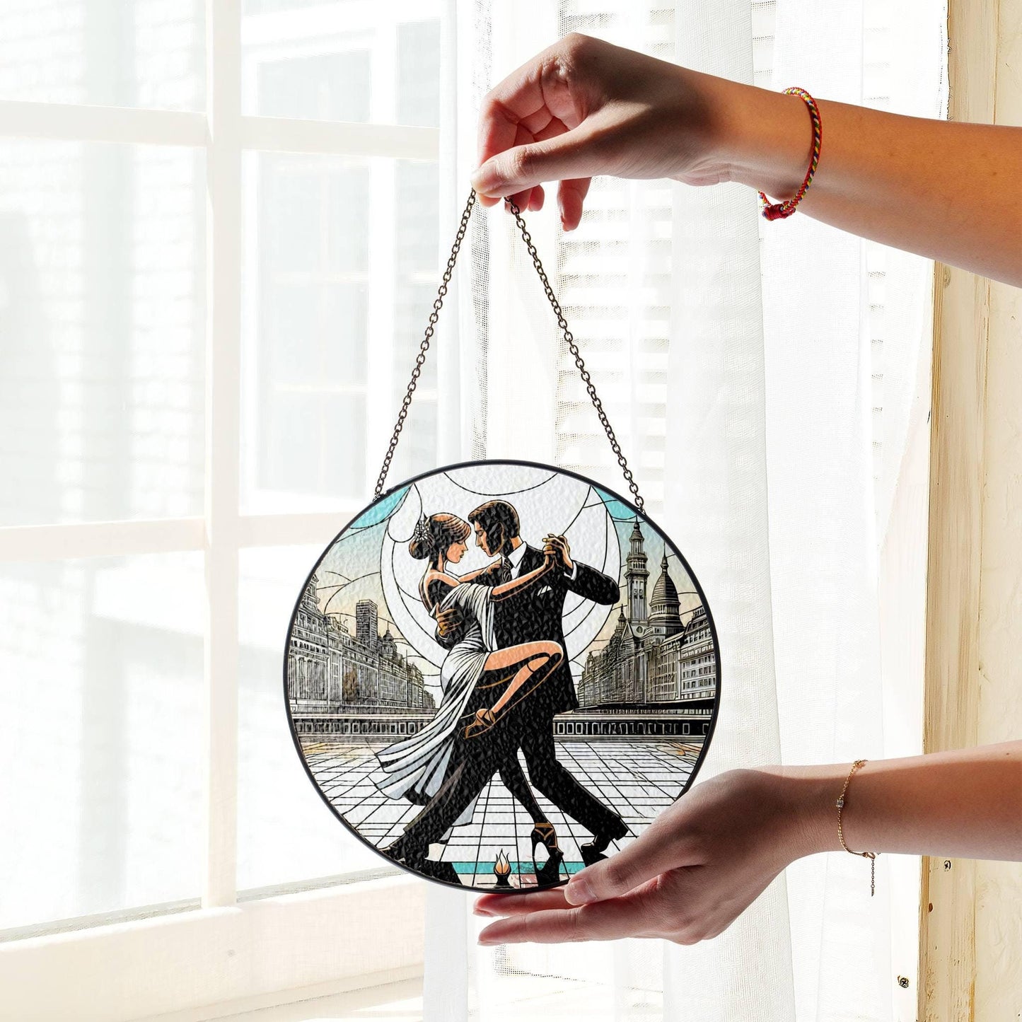 Tango Dancing Stained Glass SunCatcher Tango Window Hanging Tango Dancing
