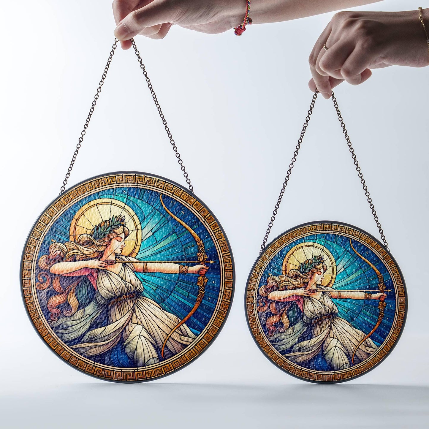 Artemis Stained Glass SunCatcher Greek Goddess Artemis Window Hanging Protection