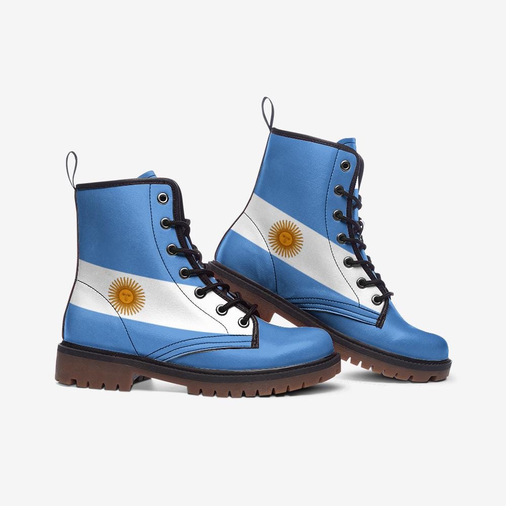 Argentina Flag Boots Argentina Vegan Leather Combat Boots