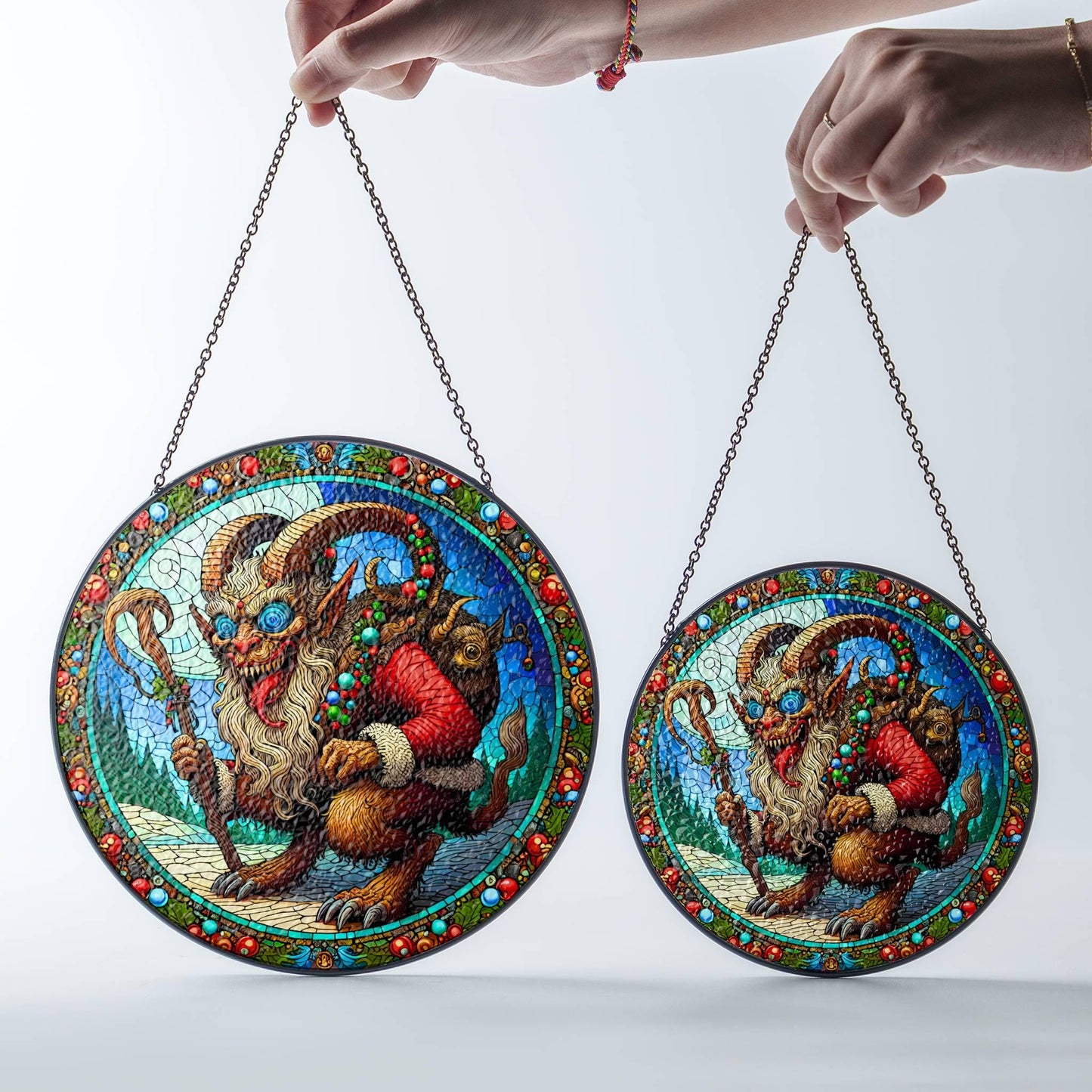 Krampus Suncatcher - Faux Stained Glass Christmas Window Decor