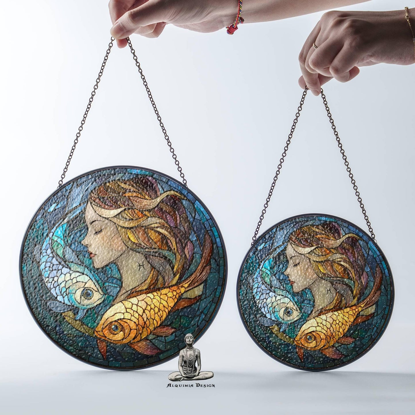Pisces Stained Glass Zodiac SunCatcher Astrology Pisces Decor Window Hanging Pisces