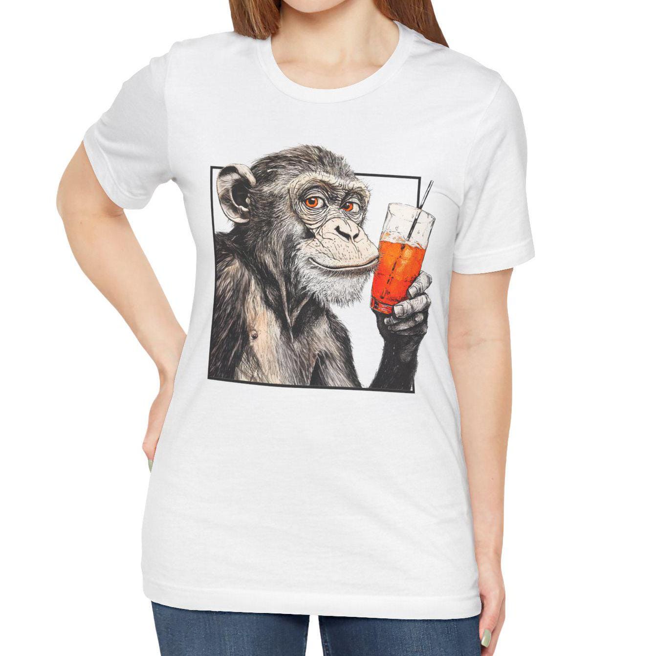 Monkey Drinking Cocktail Shirt Aperol Spritz T- Shirt, Monkey Aperol Spritz Tee