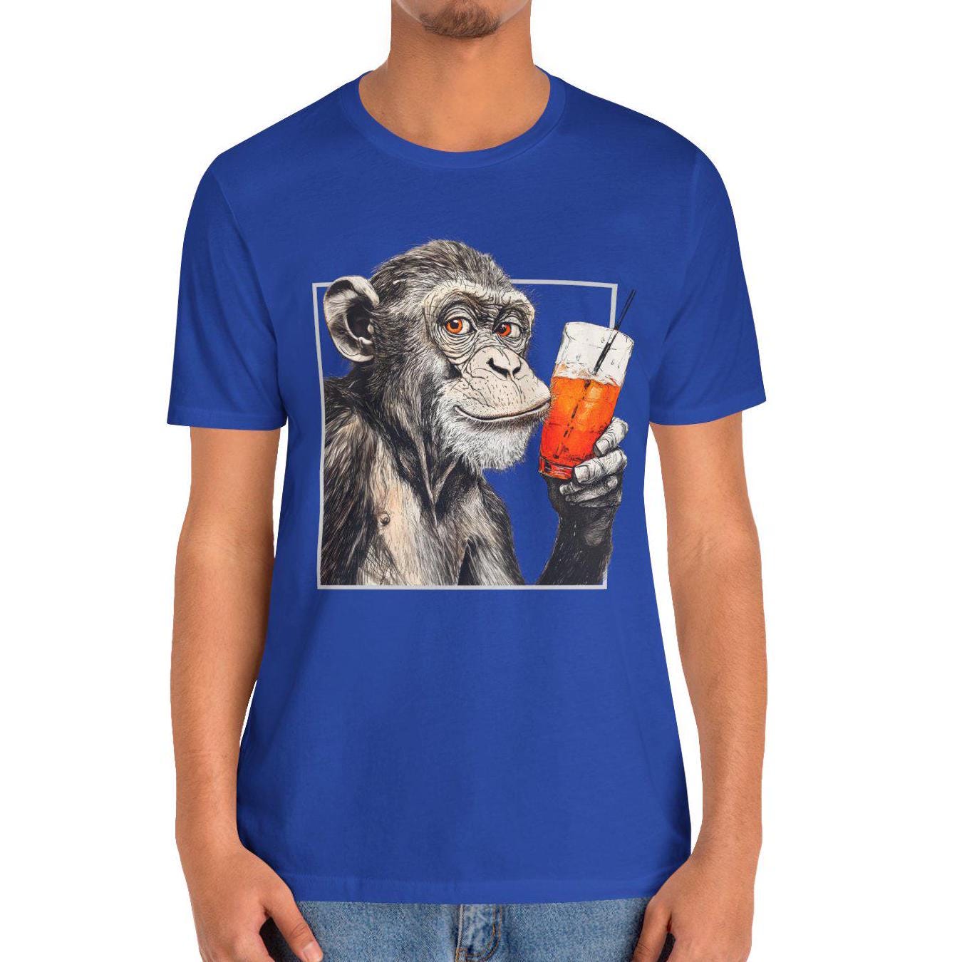 Monkey Drinking Cocktail Shirt Aperol Spritz T- Shirt, Monkey Aperol Spritz Tee
