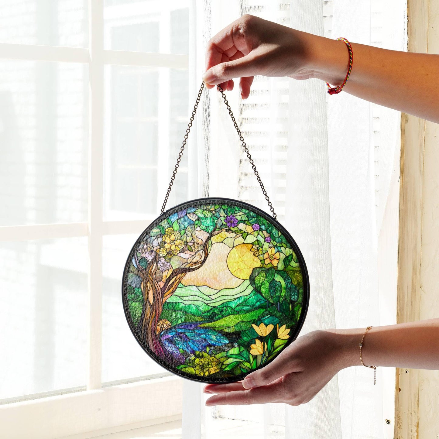 Spring Stained Glass Spring Equinox SunCatcher Ostara Light Catcher Window Hanging