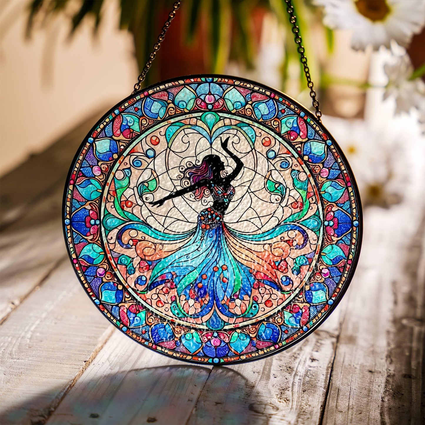BellyDance Stained Glass SunCatcher Belly Dancing Window Hanging BellyDance Art