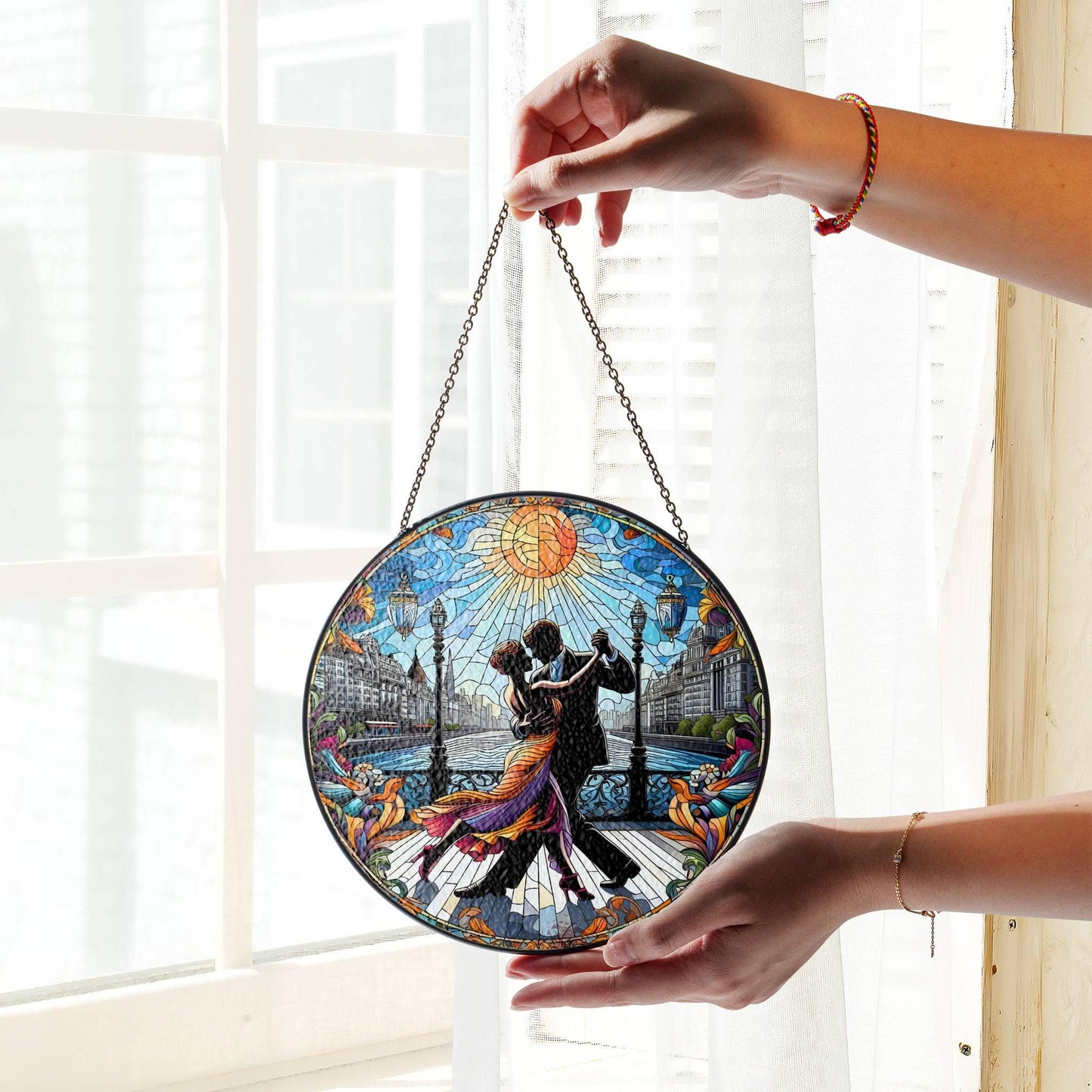Tango Dancing Stained Glass SunCatcher Tango Window Hanging Tango Dancing