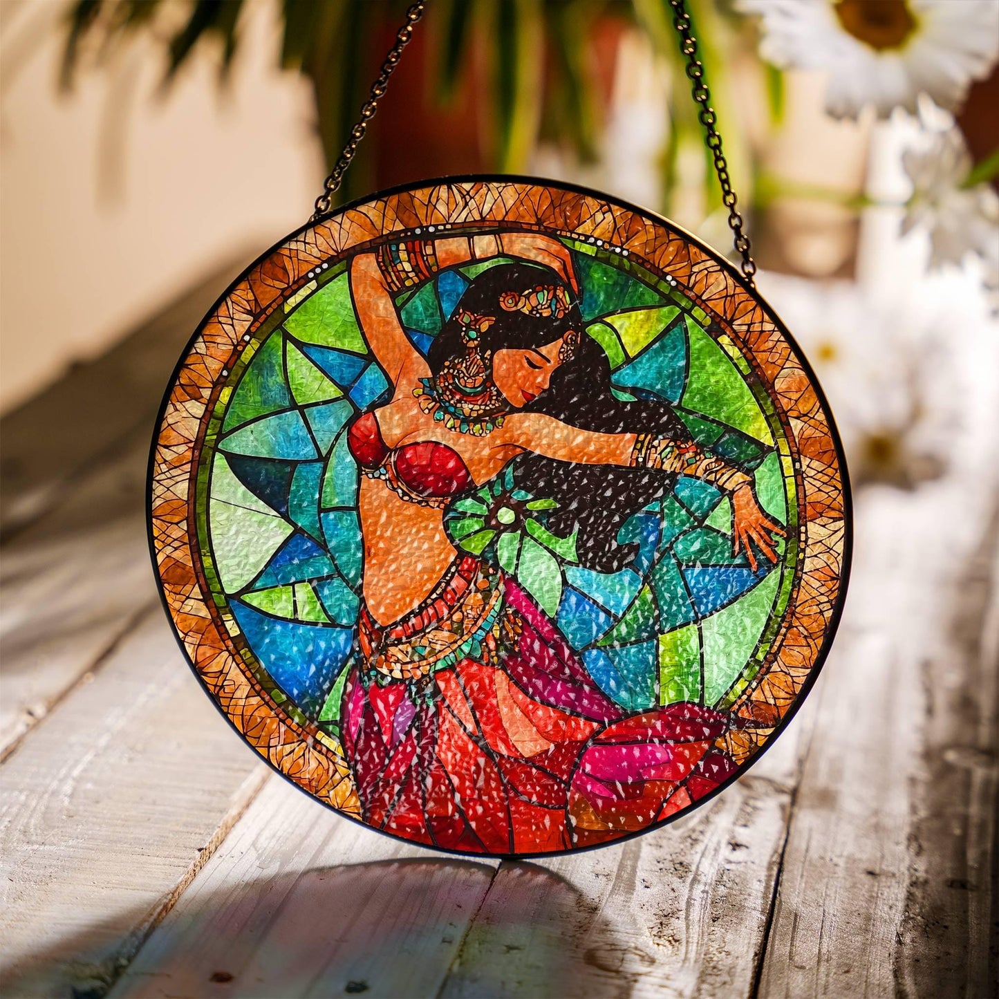 BellyDance Stained Glass SunCatcher Belly Dancing Window Hanging BellyDance Art