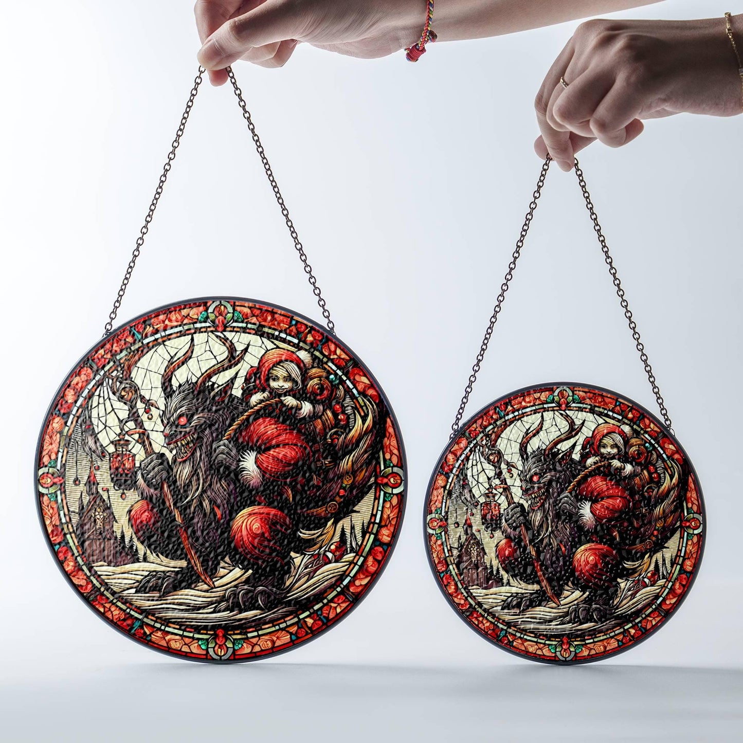 Krampus Suncatcher - Faux Stained Glass Christmas Window Decor