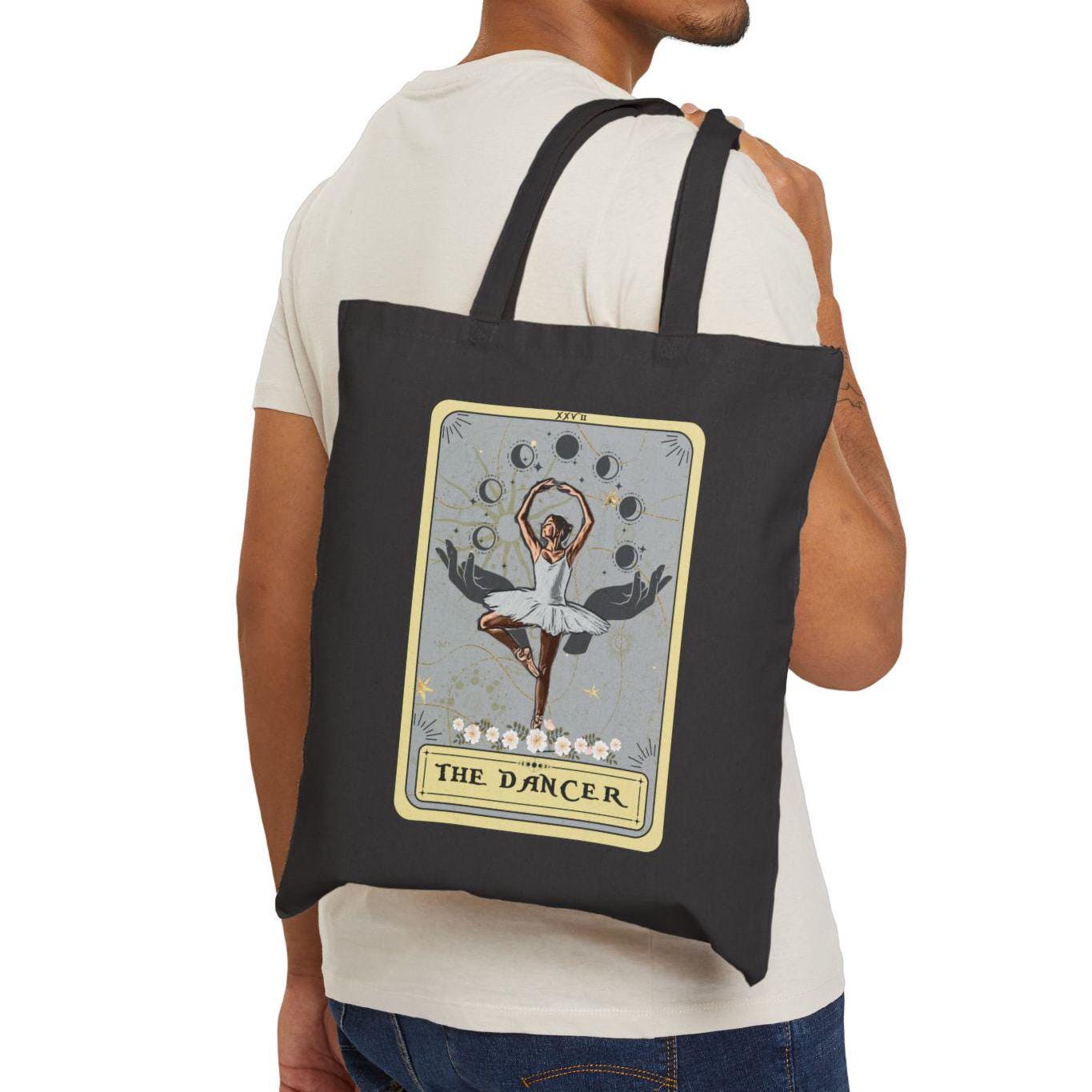 The Dancer Tarot Card Tote Bag, Ballerina Tote Bag Canvas 15" x 16" Tote Bag
