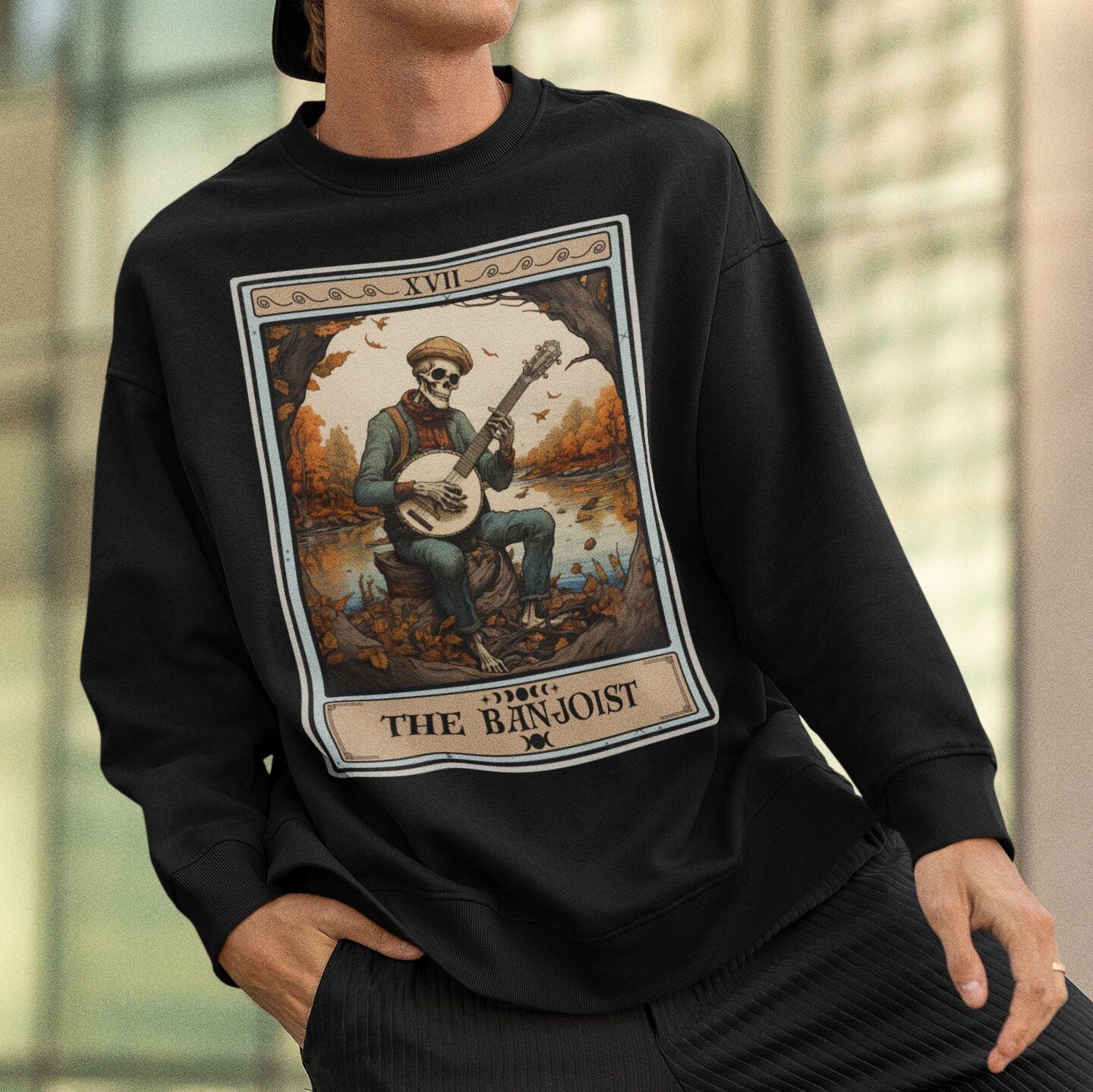 Banjo Sweatshirt - Banjoist Tarot Card Crew Neck Jumper