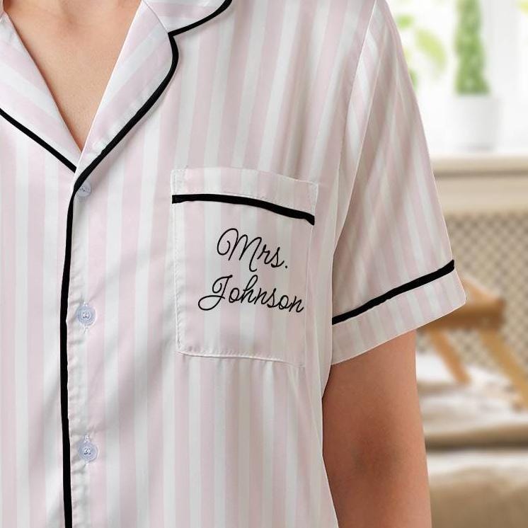 Bride Pajama set, Personalized Bridal PJs Short Sleeve PJ with shorts