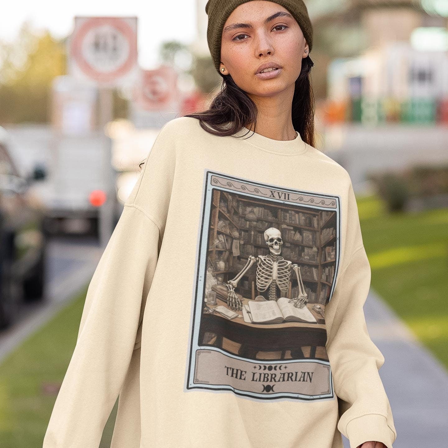 The Librarian Tarot Card Sweatshirt, Book Lover Reading Sweater