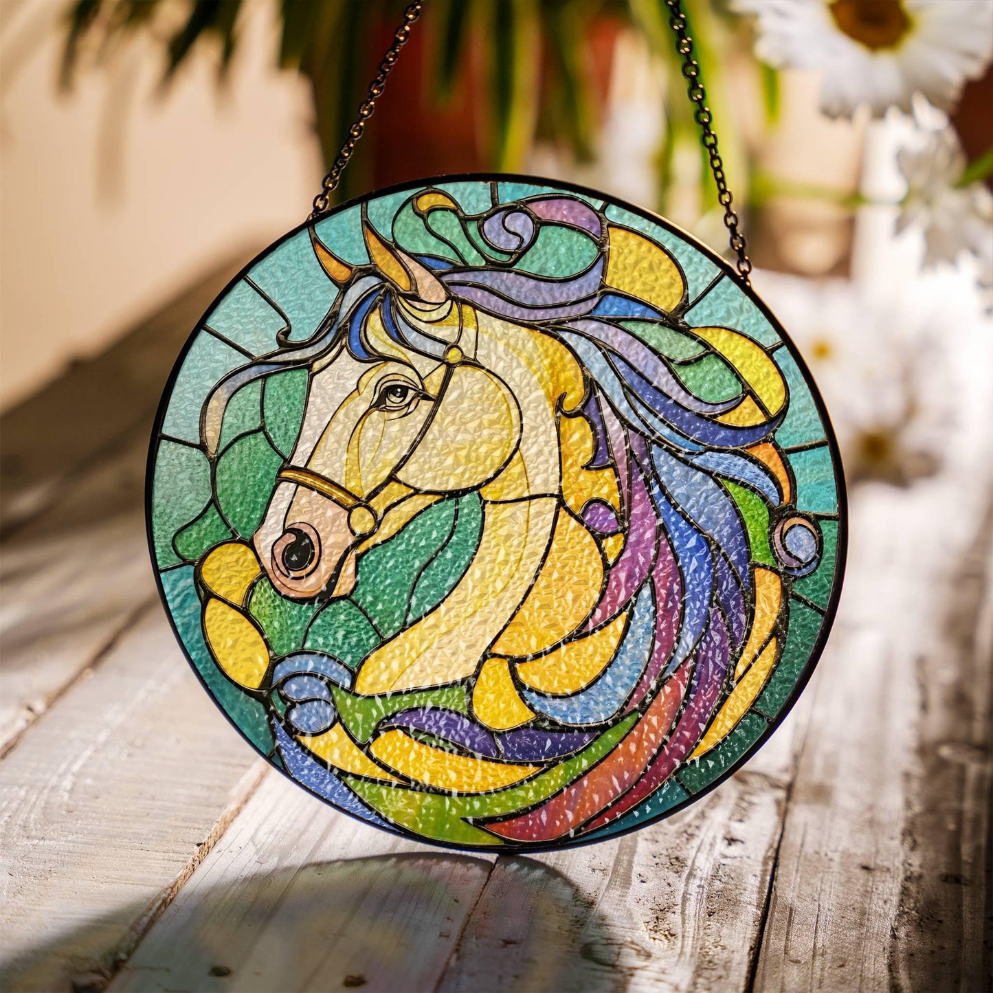 Horse Stained Glass SunCatcher Horse Window Hanging Home Decoration Gifts