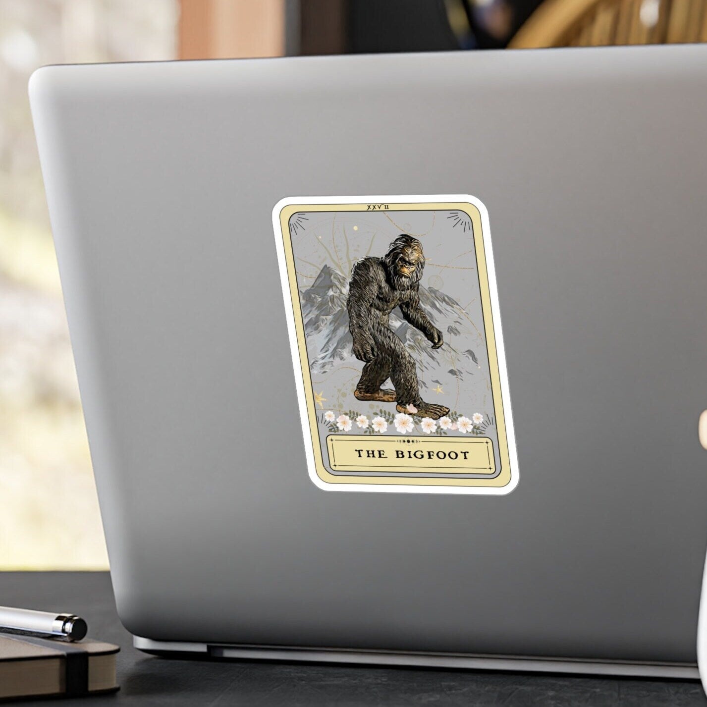 Bigfoot Tarot Card Sticker - Waterproof Sasquatch Vinyl Decal 3 x 4