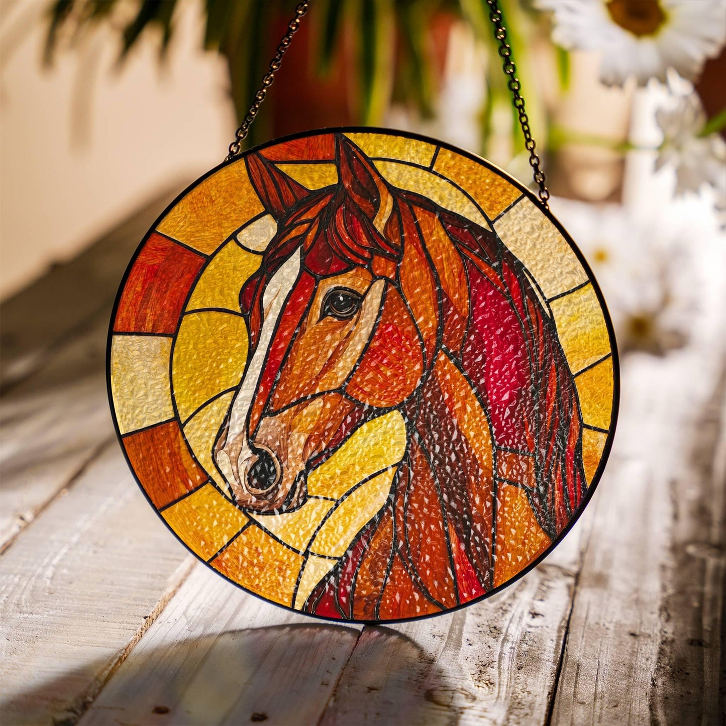Horse Stained Glass SunCatcher Horse Window Hanging Home Decoration Gifts