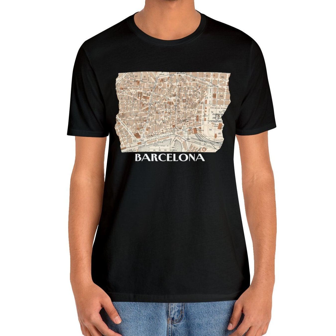 Barcelona Vintage Map T-shirt - Travel Tee Gift for Barcelona Visitors