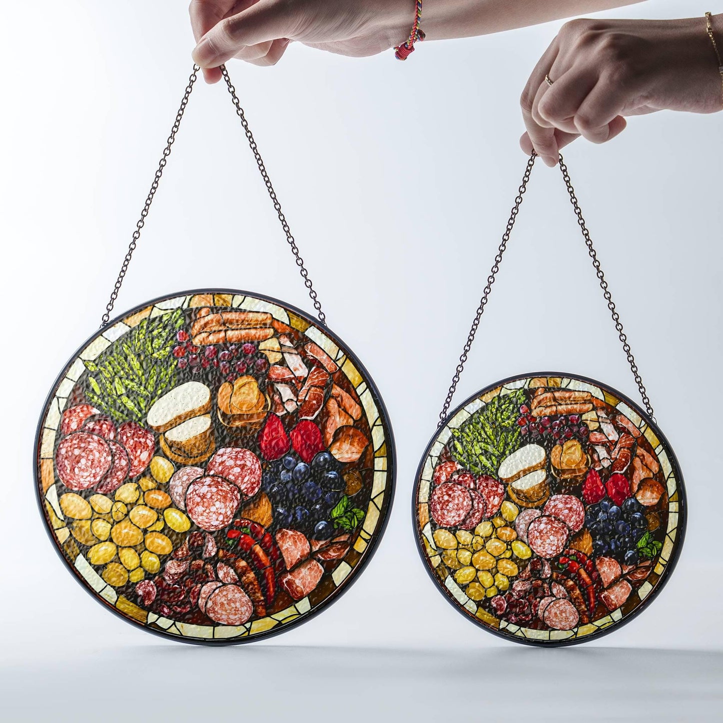 Charcuterie Board Gift Stained Glass SunCatcher Foodie Gifts Window Hanging Art
