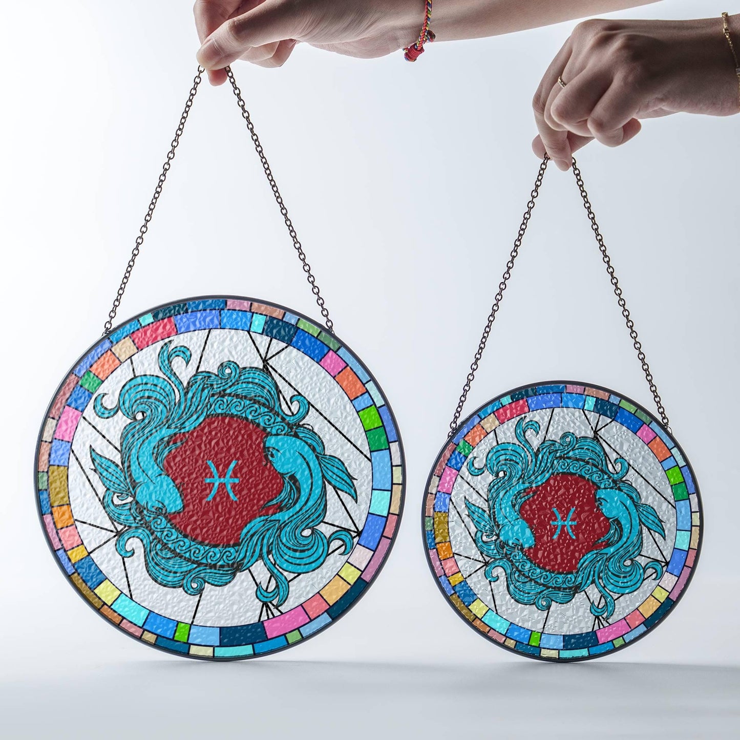 Pisces Stained Glass Zodiac SunCatcher Astrology Pisces Window Hanging