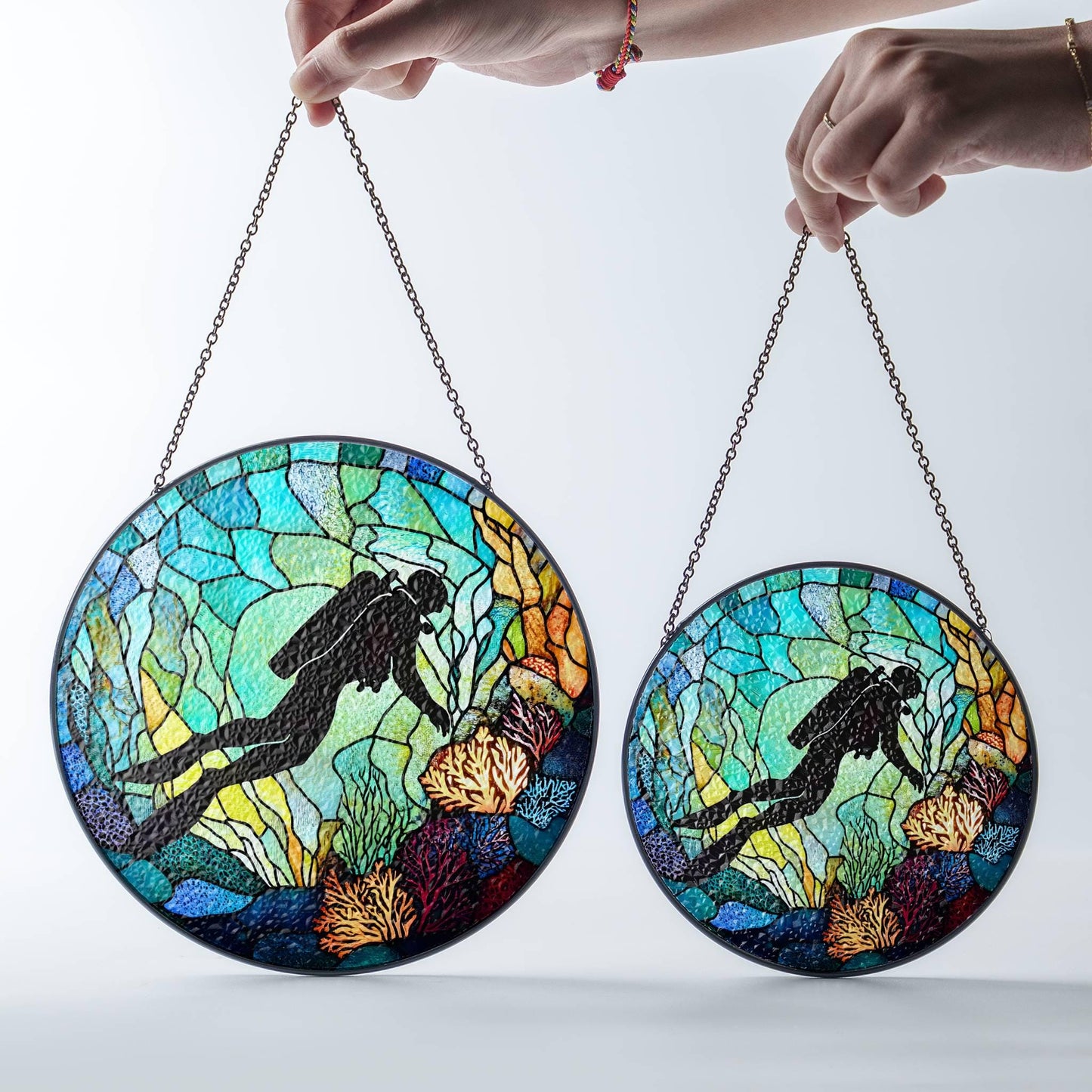 Scuba Diving Gift Stained Glass SunCatcher Scuba Diver Gifts Home Decoration
