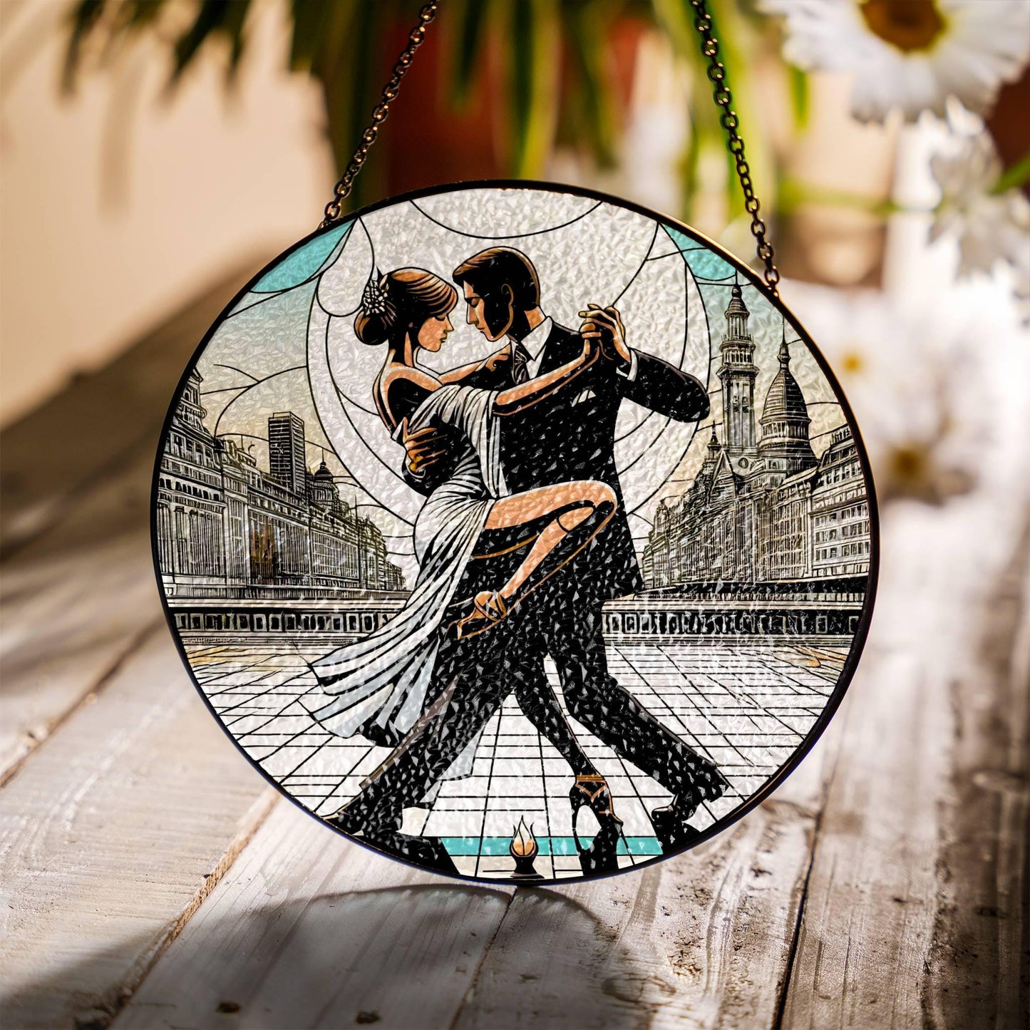 Tango Dancing Stained Glass SunCatcher Tango Window Hanging Tango Dancing