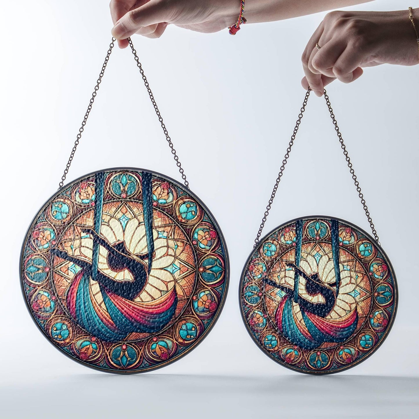 Aerialist Stained Glass Sun Catcher - Aerial Dancer Window Hanging Decor