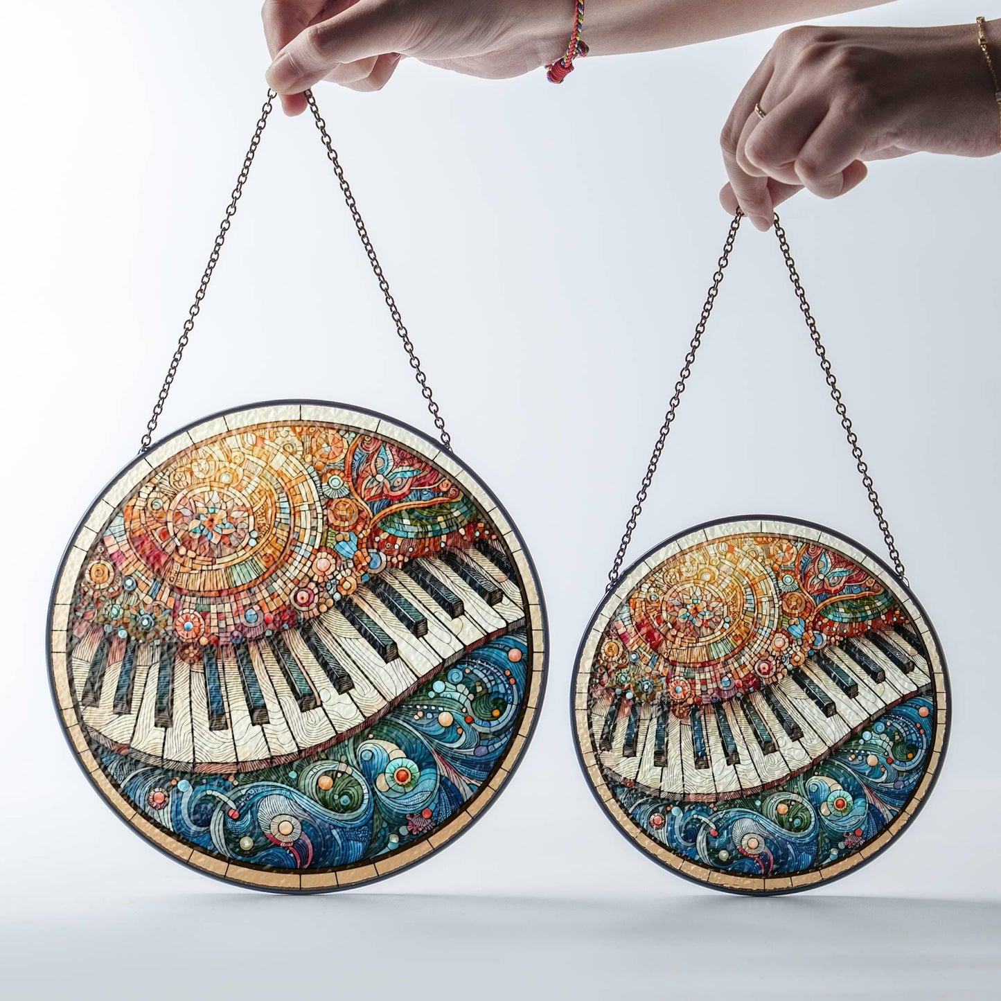 Piano Stained Glass Sun Catcher Piano Keys Light Catcher Window Hanging Home Decoration Pianist Gift for Piano Player