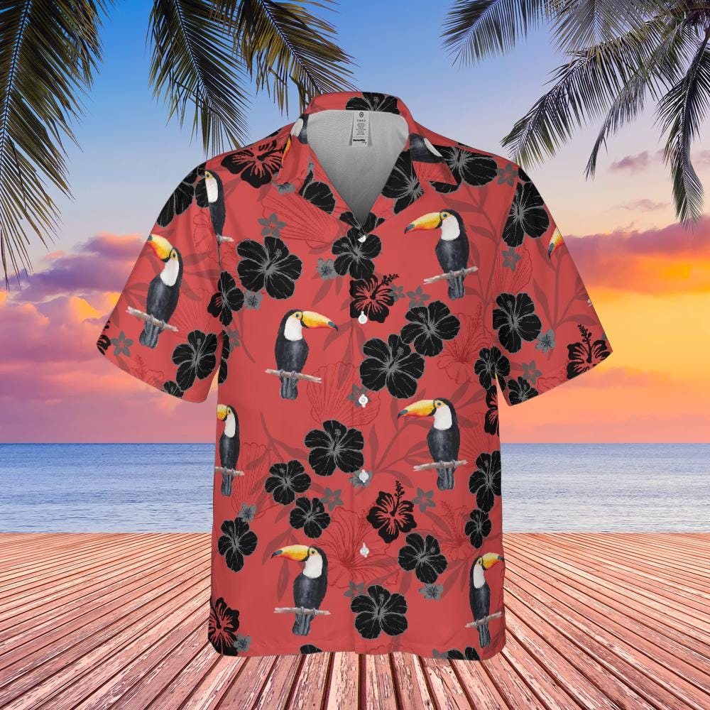 Toucan Hawaiian Shirt, Bird Lover Shirt Toucan Short-sleeve Hawaiian Shirt Birdwatching Shirt Bird Watching