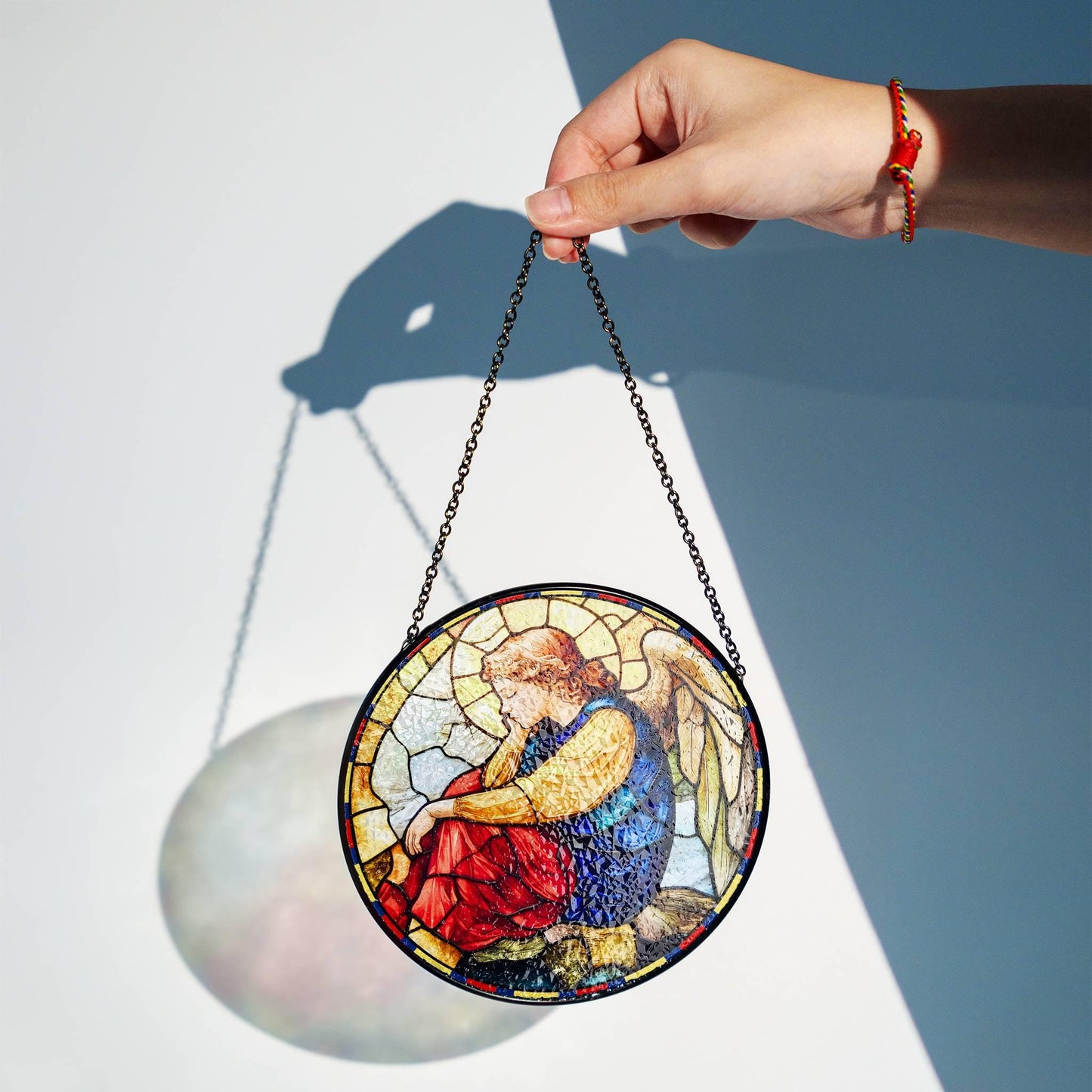 Guardian Angel Stained Glass Colombia SunCatcher Colombia Flag Colors Decor