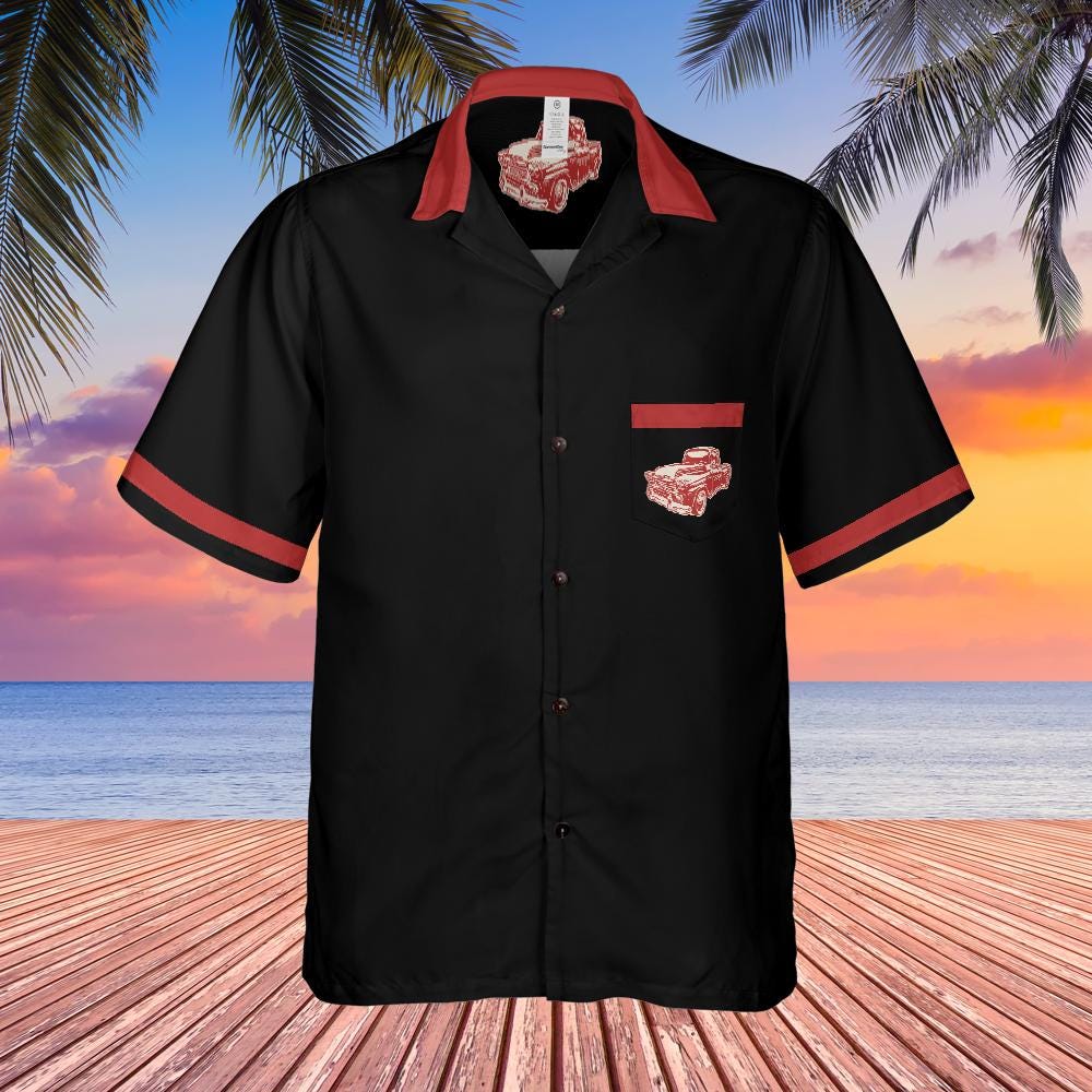 Classic Car Button Down Shirt with Pocket, Classic Truck Shirt Hawaiian Shirt