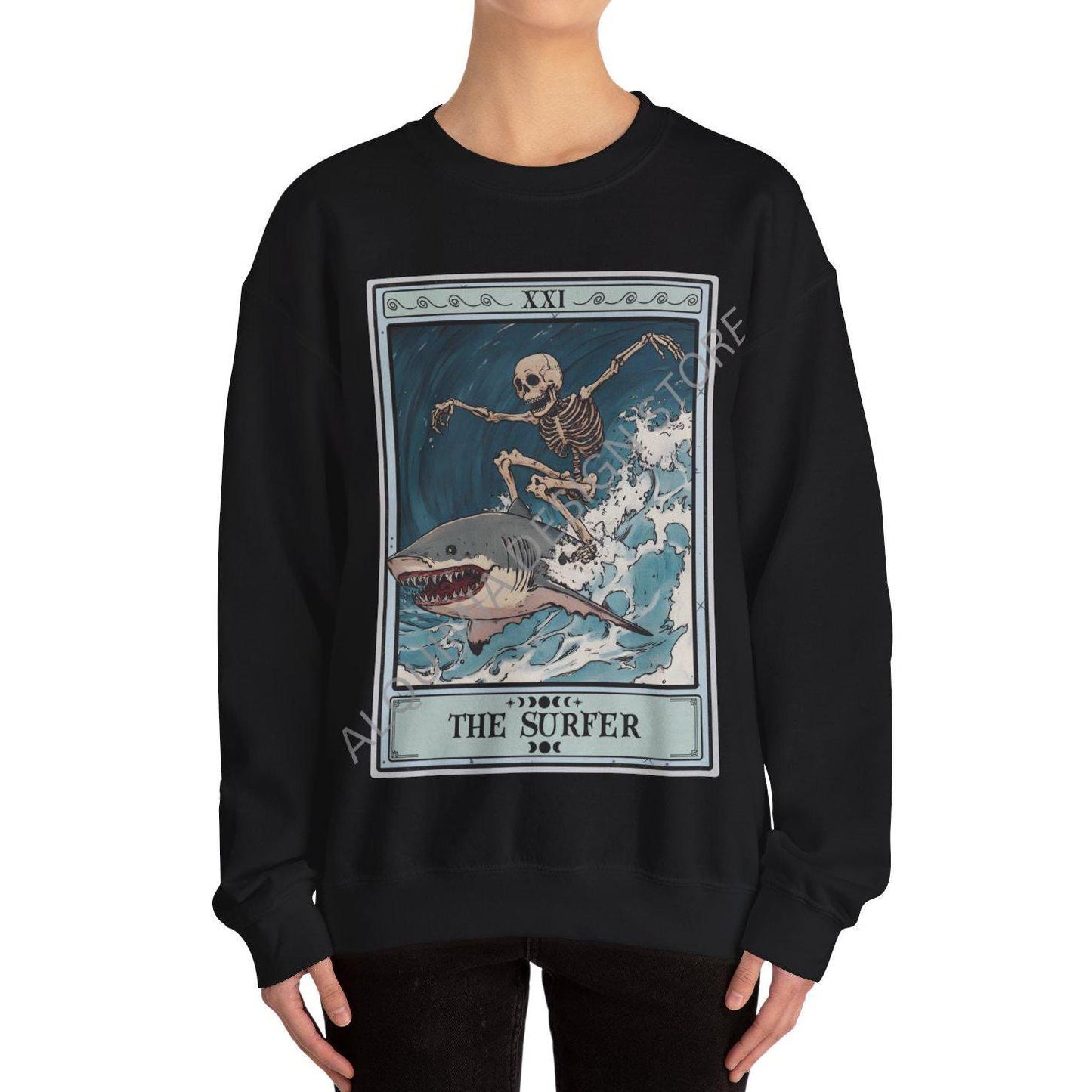 The Surfer Tarot Card Sweatshirt - Gift for Beach Lovers Ocean Enthusiasts