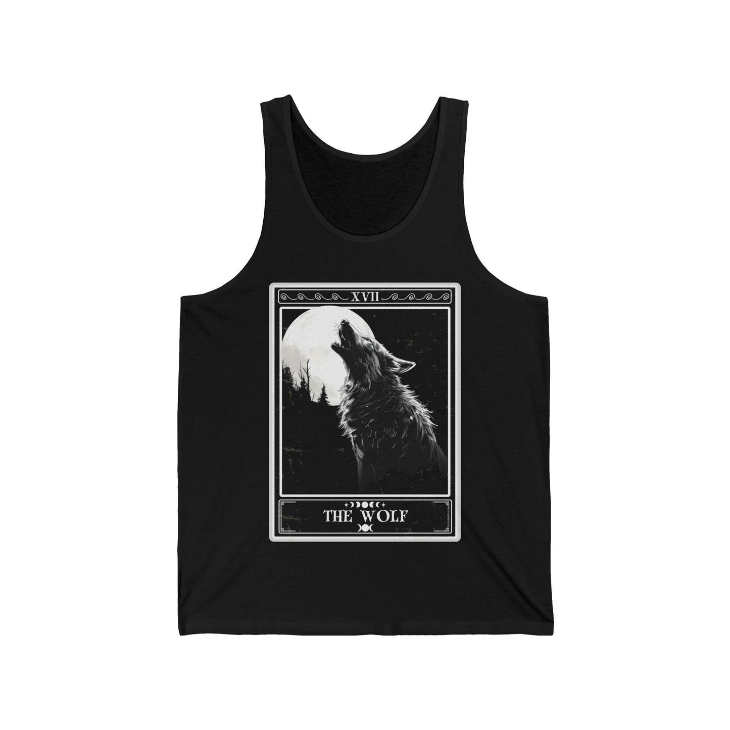 The Wolf Tarot Card Tank Top, Black and White Wolf Shirt
