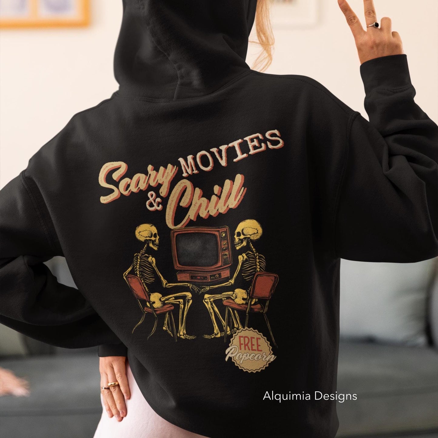 Halloween Hoodie - Vintage Skeleton Sweatshirt for Scary Movie Lovers