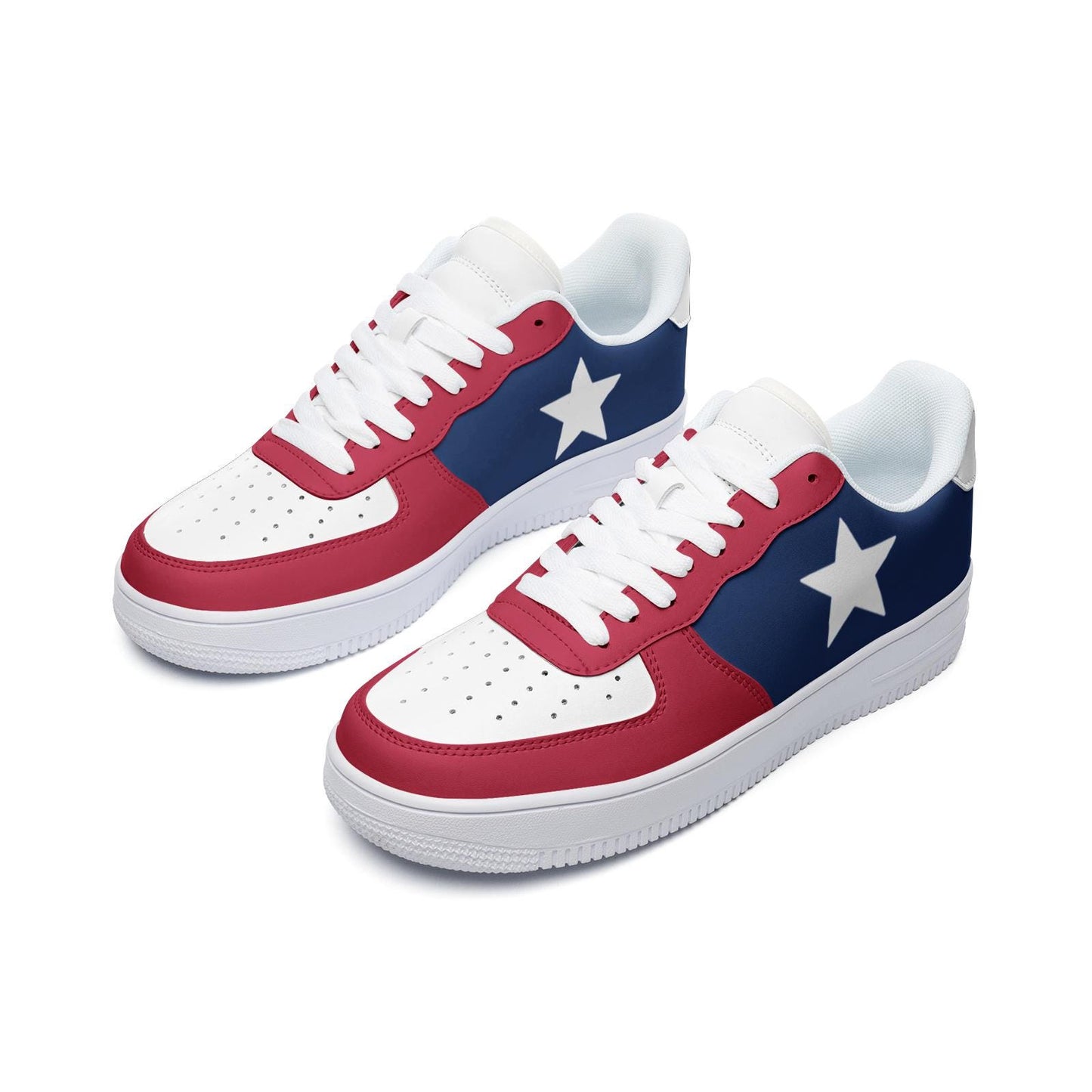 Texas Flag Sneakers, Texas Colors Unisex Low Top Vegan Leather Sneakers