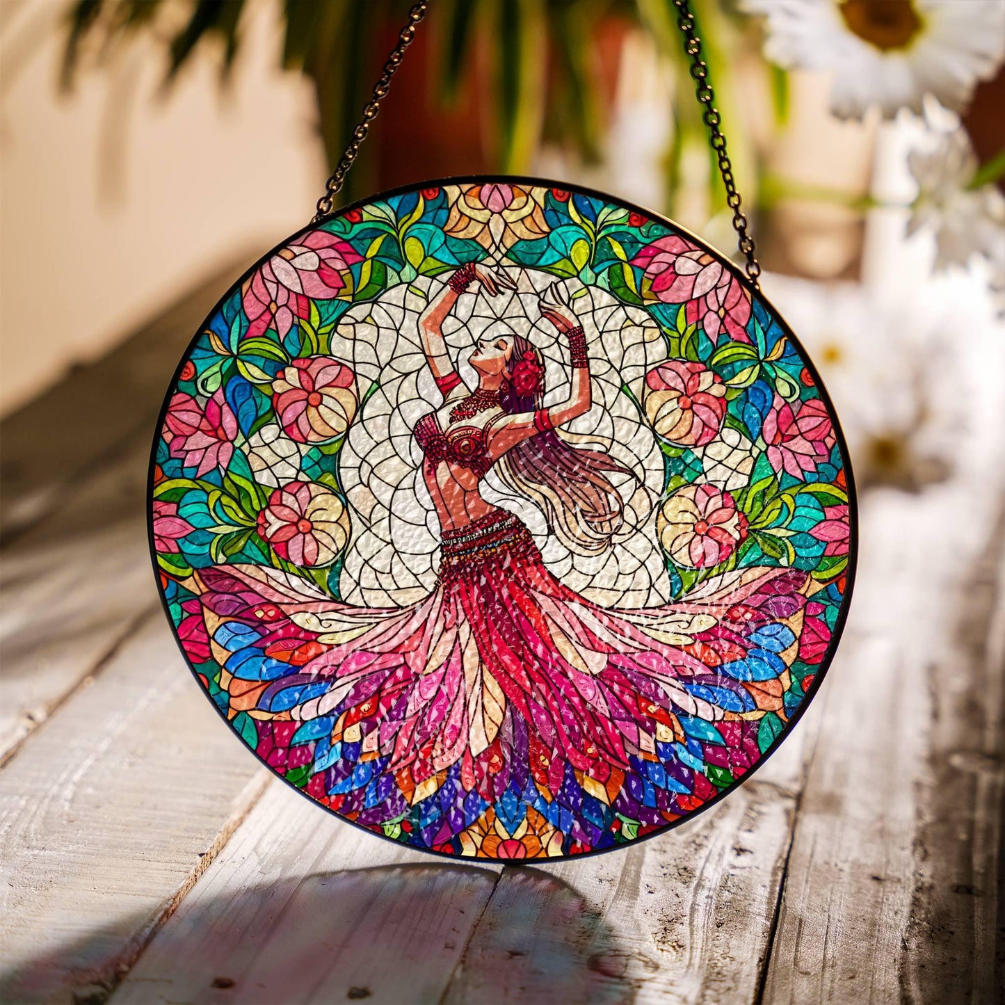 BellyDance Stained Glass SunCatcher Belly Dancing Window Hanging BellyDance Art